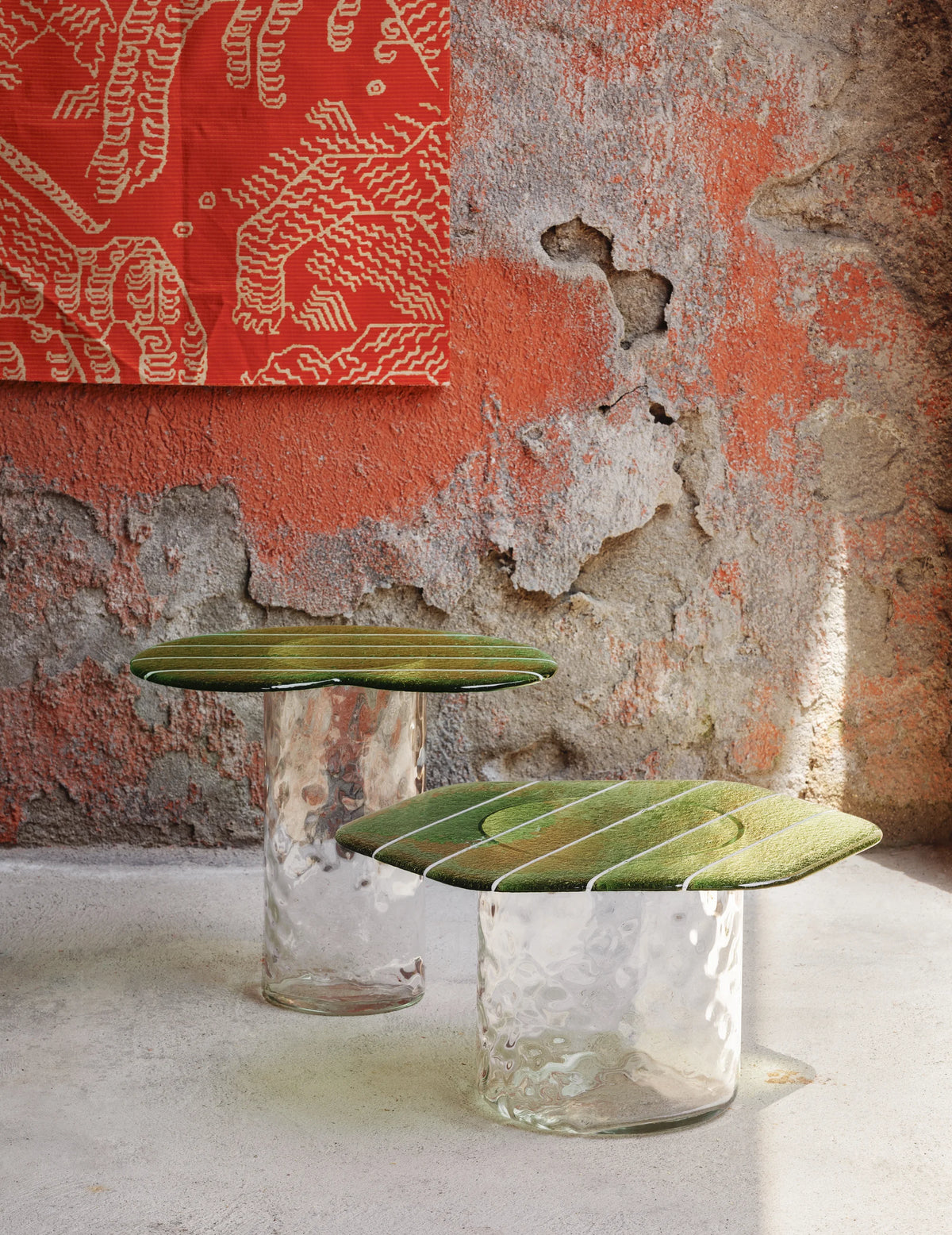 Striche TS 151 Coffee Table - Cristallo/Menta Cast Glass-2