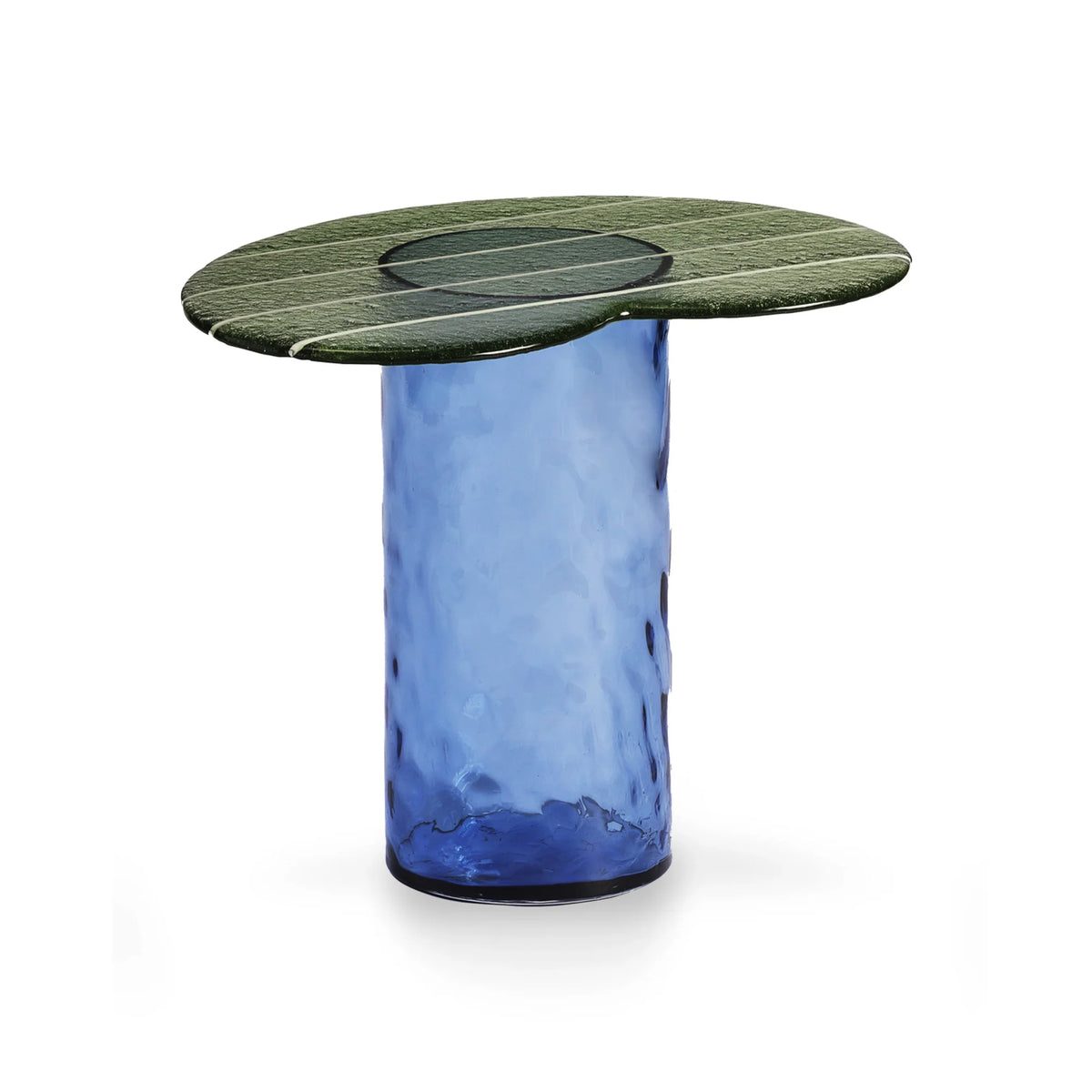 Striche TS 150 Side Table - Blu/Menta Cast Glass-2