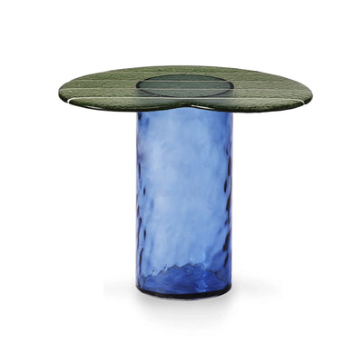 Striche TS 150 Side Table - Blu/Menta Cast Glass
