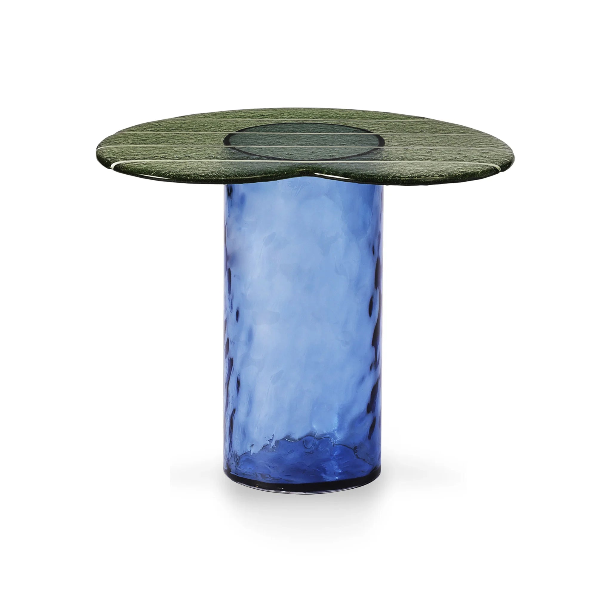 Striche TS 150 Side Table - Blu/Menta Cast Glass-1