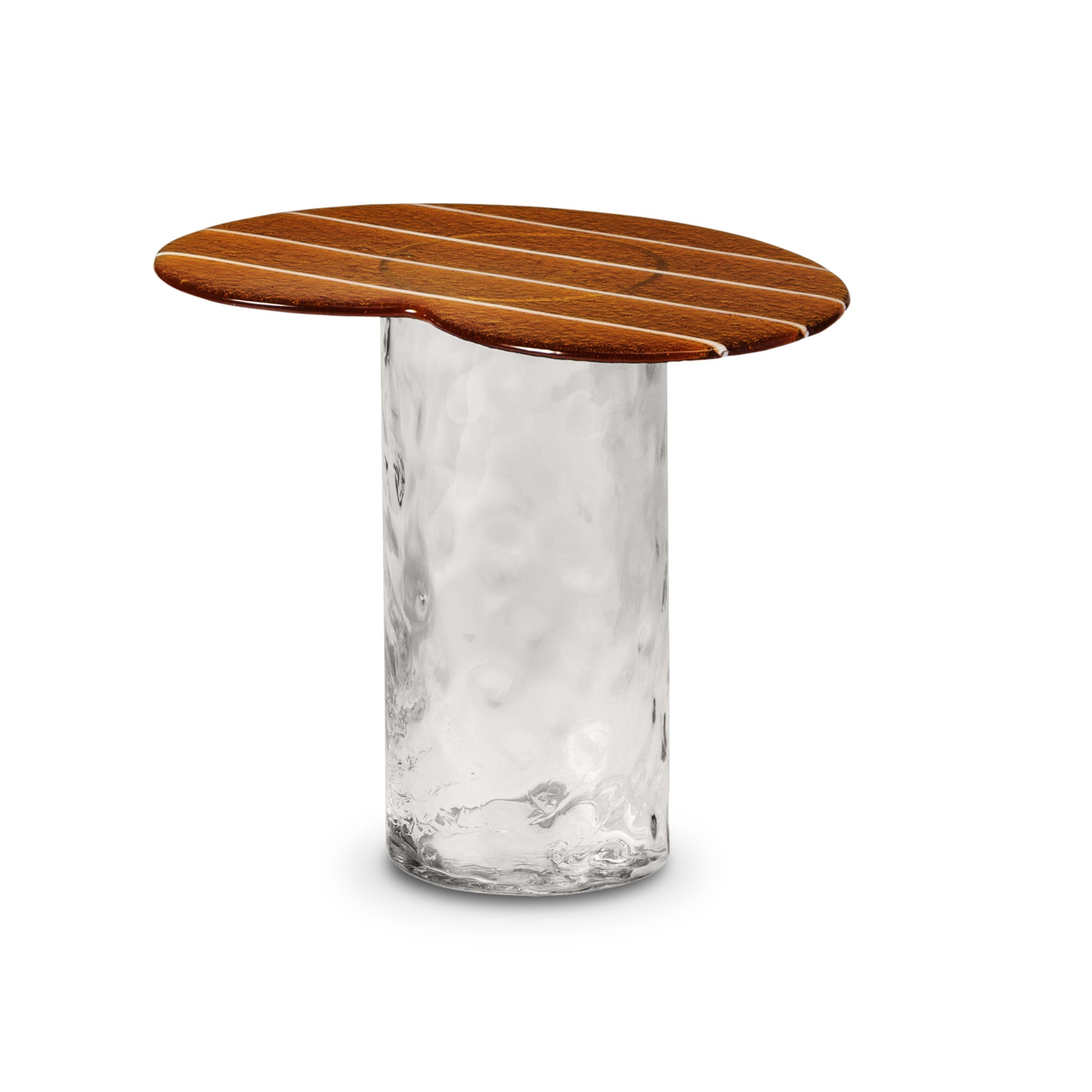 Striche TS 150 Side Table - Cristallo/Arancio Cast Glass-2