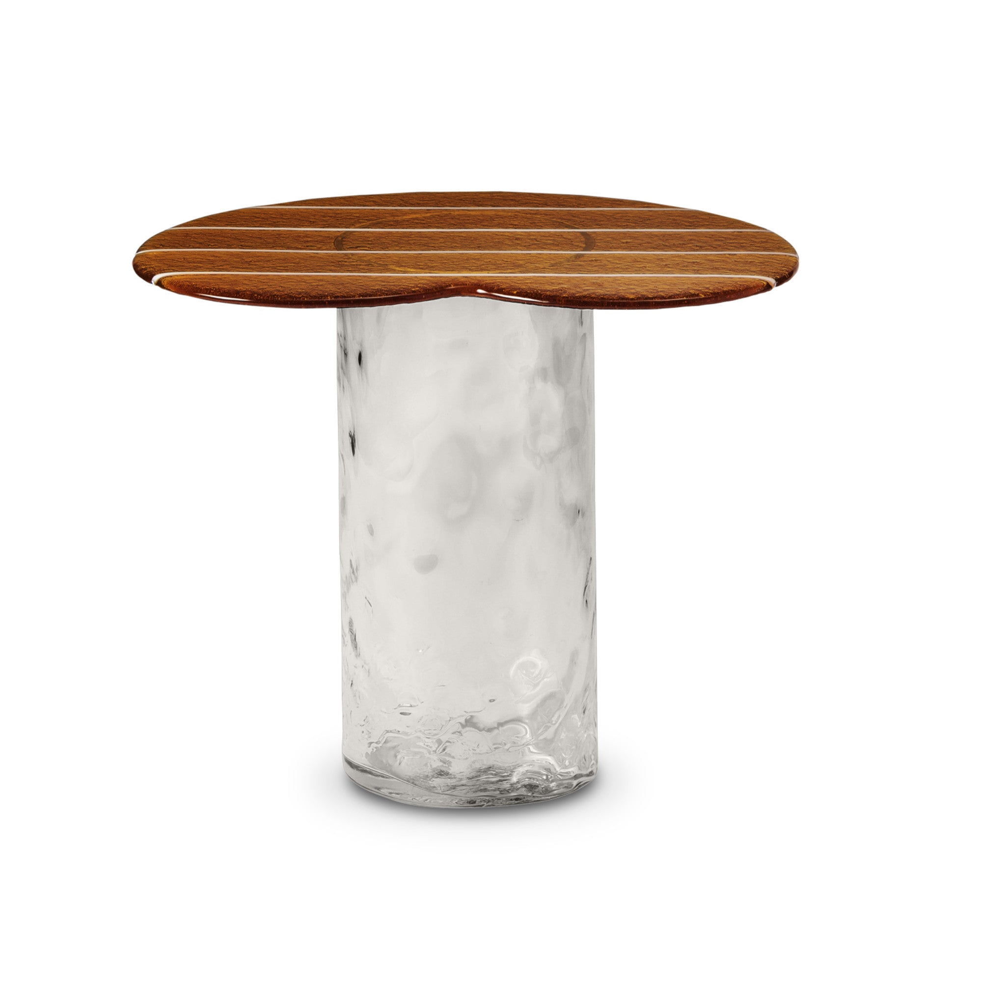 Striche TS 150 Side Table - Cristallo/Arancio Cast Glass-3