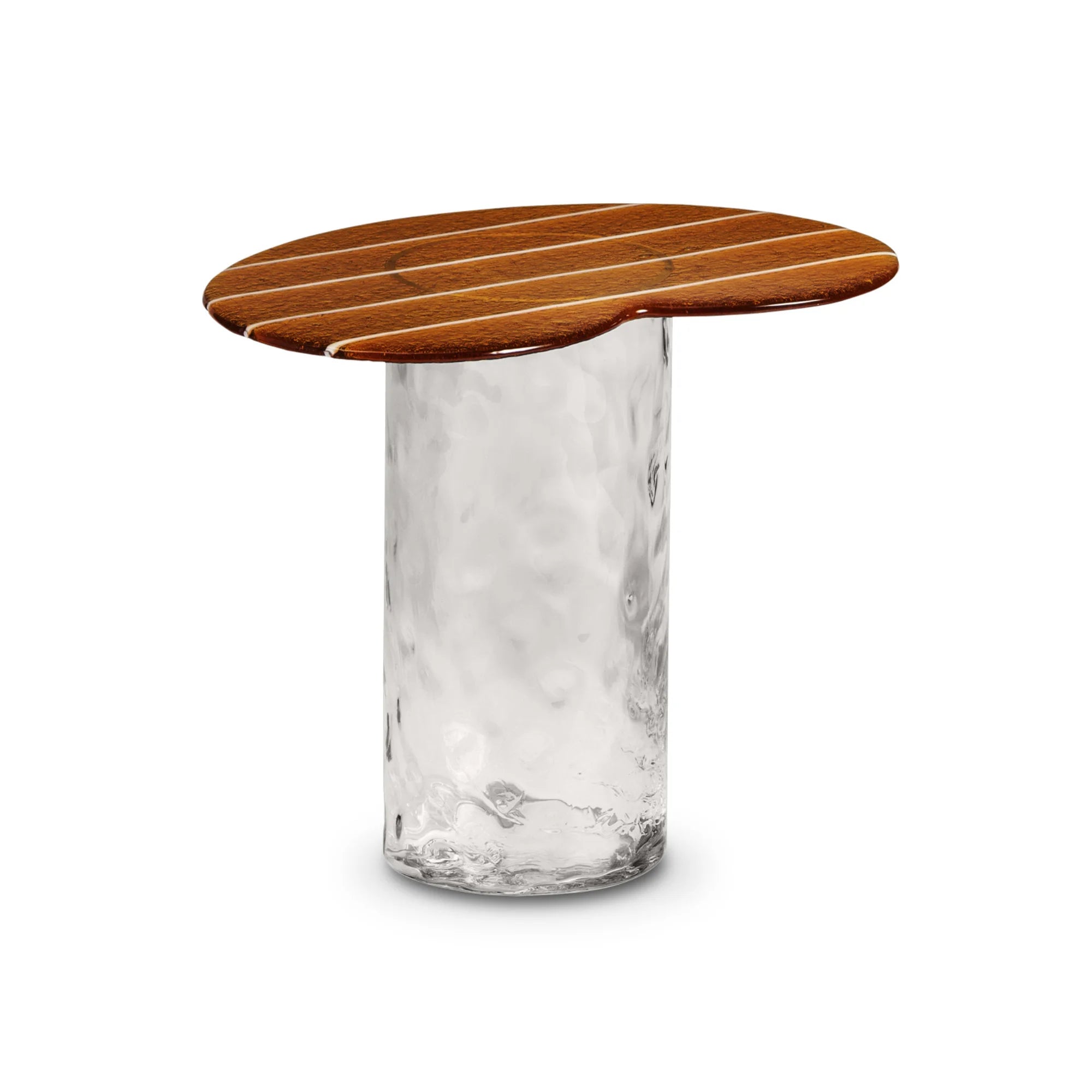Striche TS 150 Side Table - Cristallo/Arancio Cast Glass-2