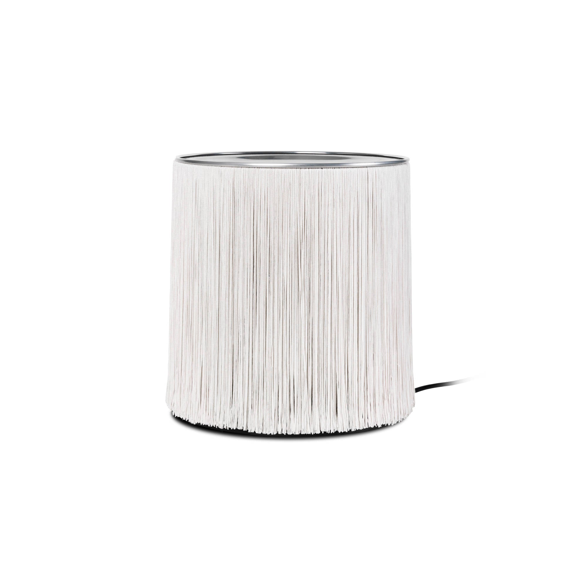 Model 597 10119112 Table Lamp - Polished Aluminum/Cream Fringe