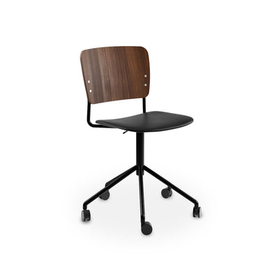 Mono Swivel Base Adjustable Chair - Smoked Stained Oak/Leather 2 (Vintage Leather)