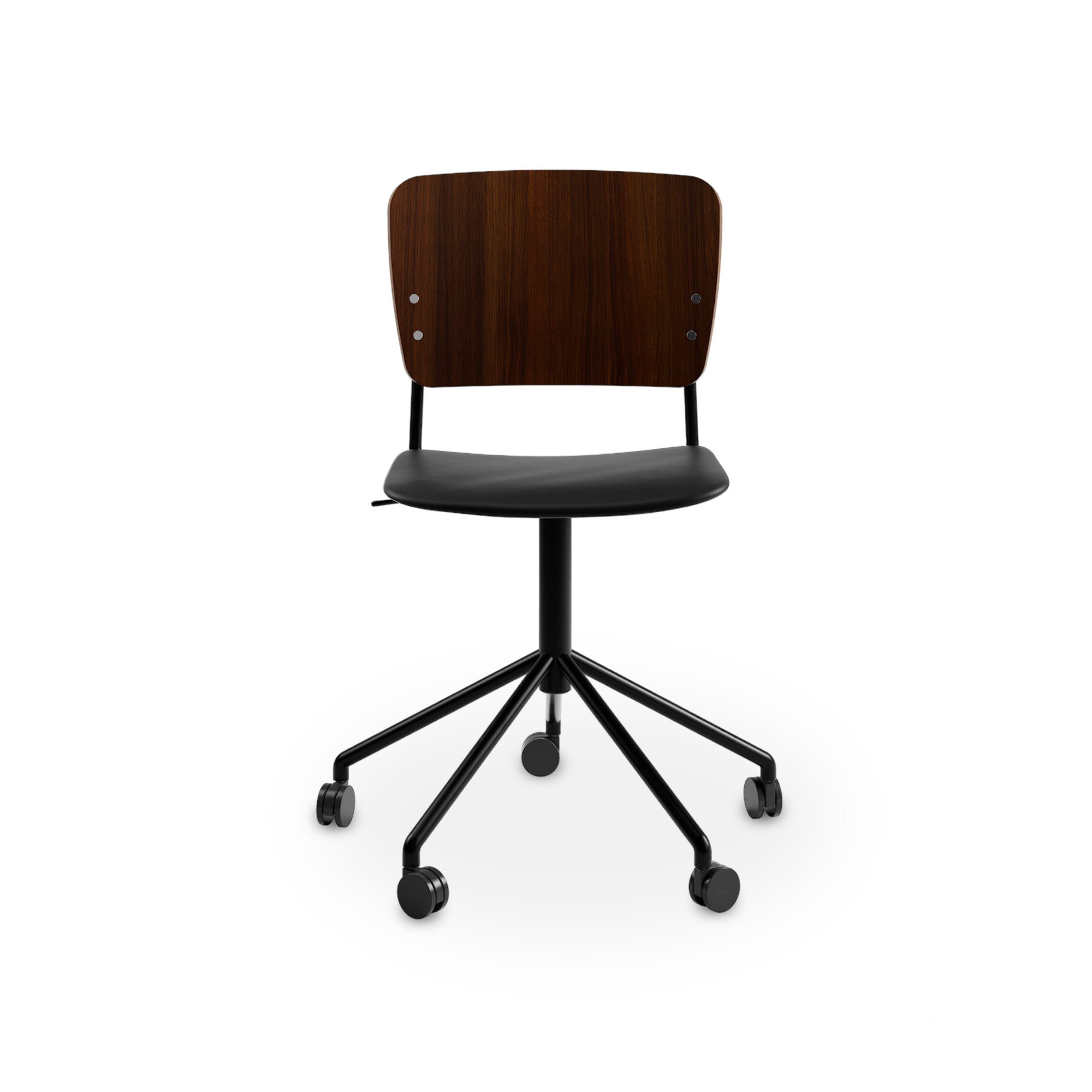 Mono Swivel Base Adjustable Chair - Smoked Stained Oak/Leather 2 (Vintage Leather)-3