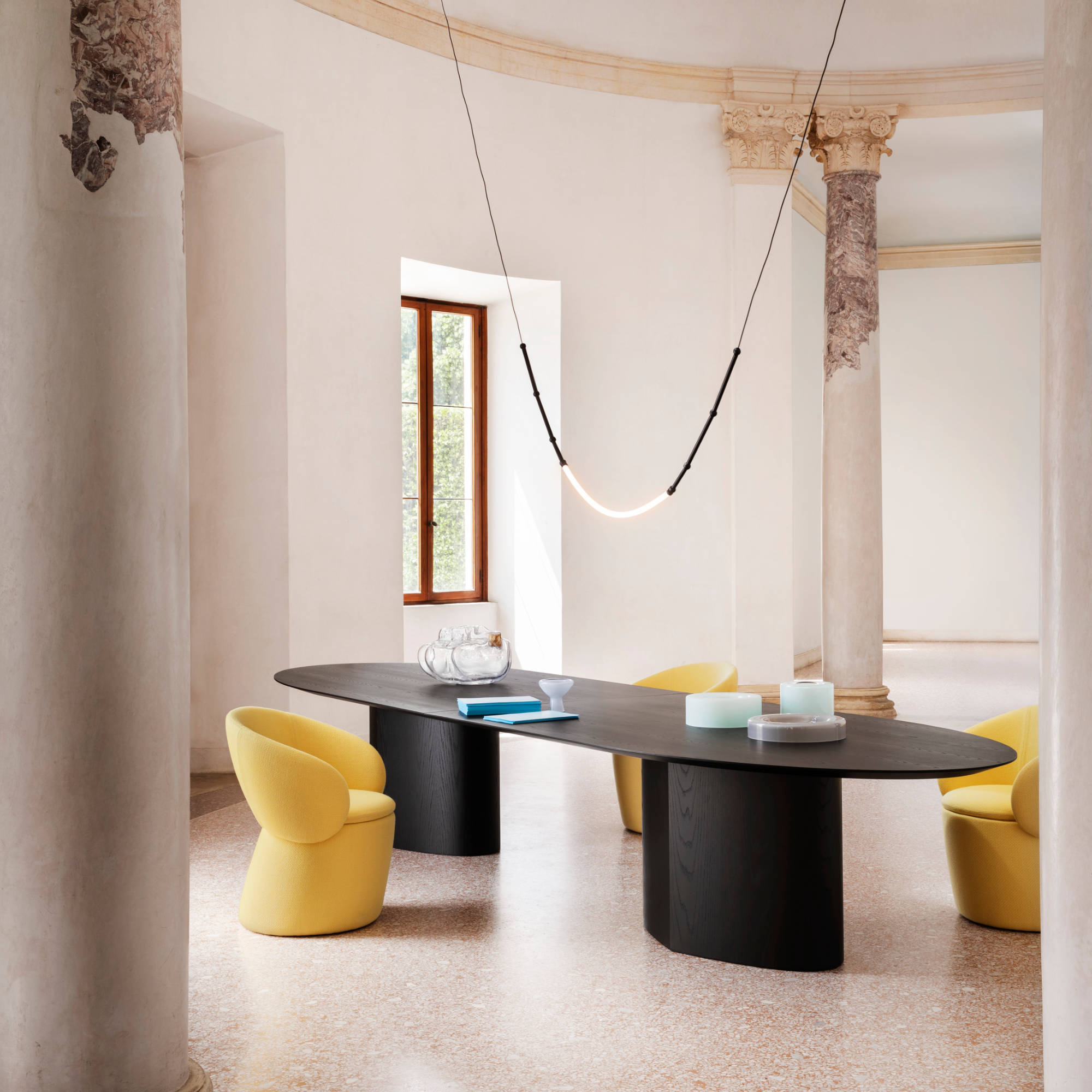 Monoplauto Maxxxi TP 40 Dining Table - Black Ash/Ceramic Emperador-2