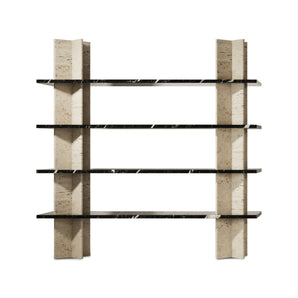 Monument Bookcase - Travertine Column/Marquina