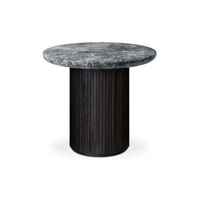 Moon 10014405 Round Side  Table - Brown/Black/Grey Emperador Marble