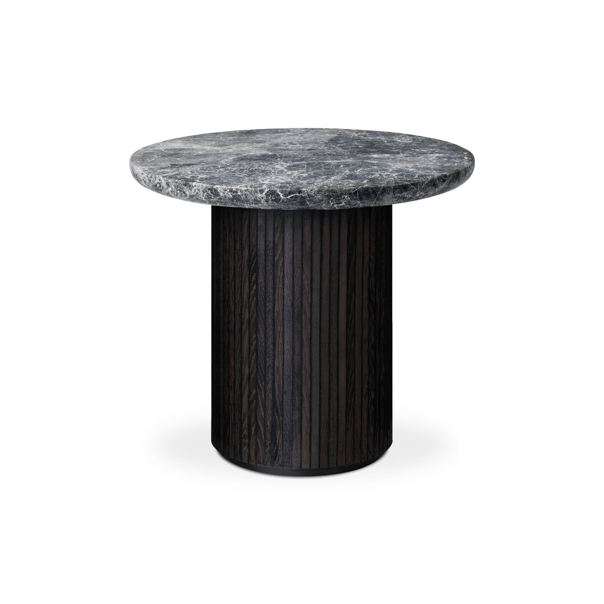 Moon 10014405 Round Side  Table - Brown/Black/Grey Emperador Marble