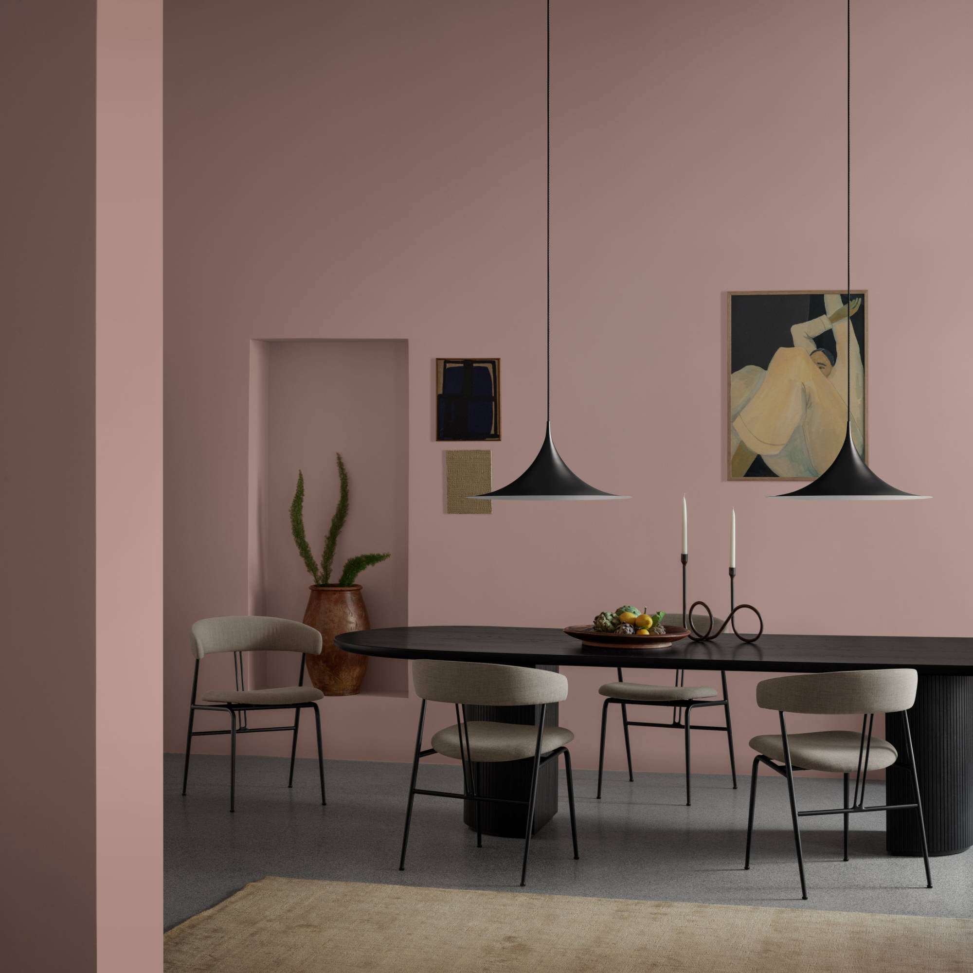 Moon 10100601 Elliptical Dining Table - Brown/Black Stained Solid Oak Lacquered-2