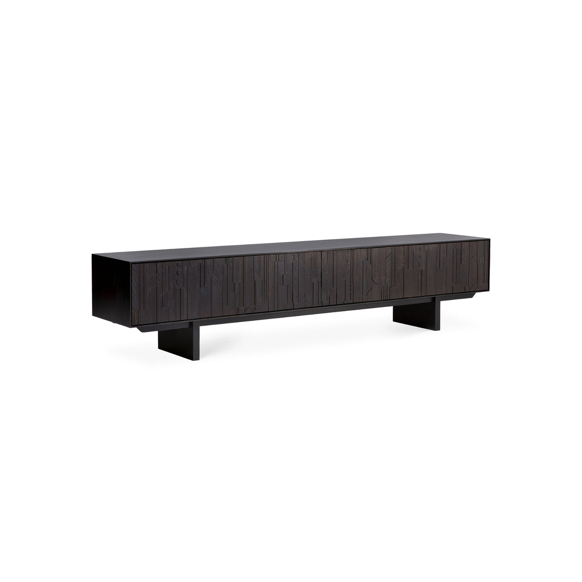 Mosaic 10074 TV Unit - Varnished Teak Off Black-1