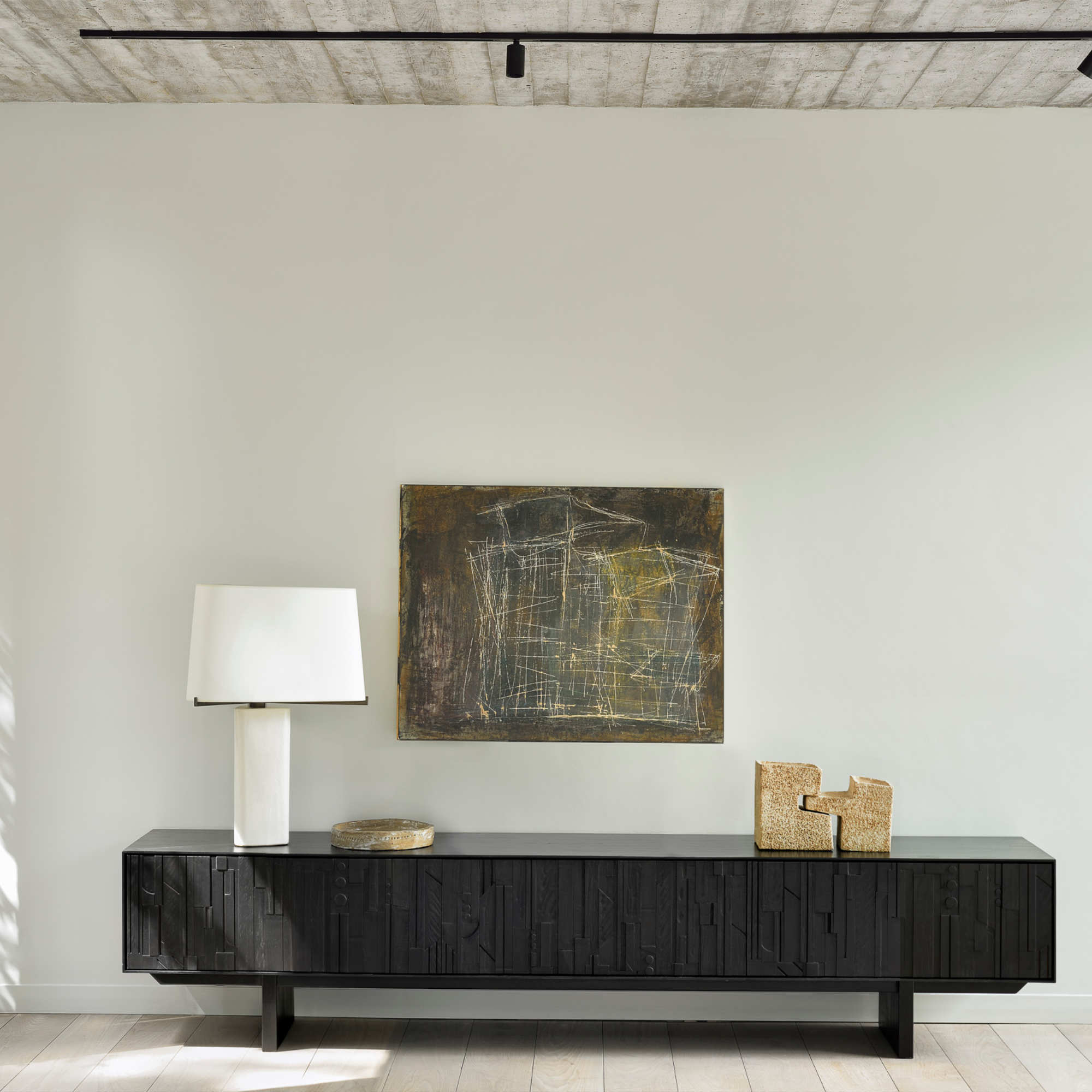 Mosaic 10074 TV Unit - Varnished Teak Off Black-4