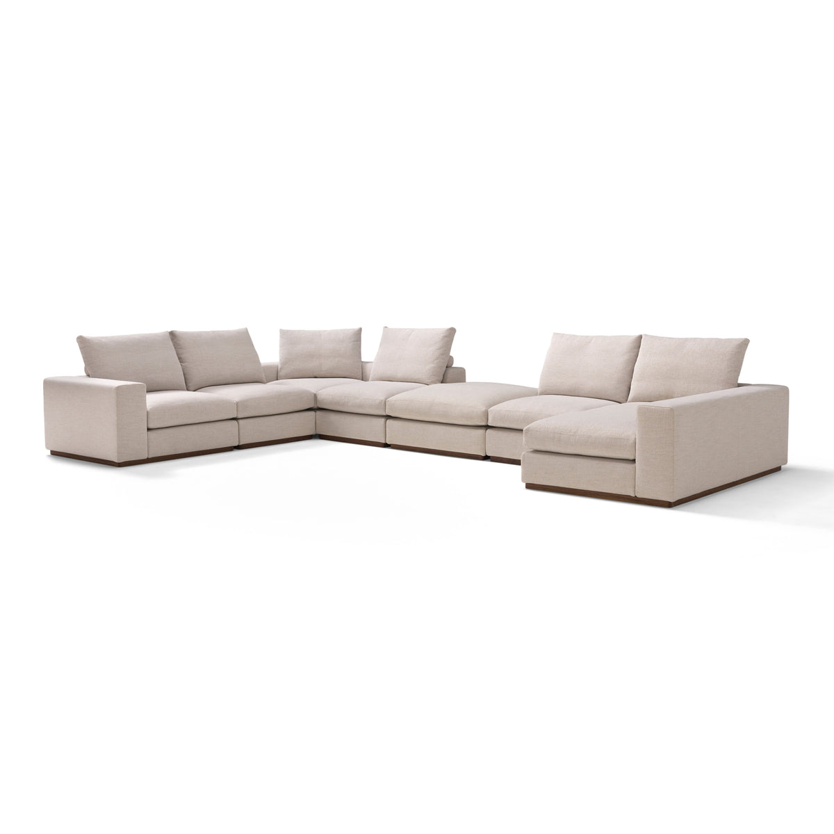 Murray Sofa – 495x93 / Wood (Noce Canaletto) / Cuoio 33/Fabric (Tarantas 01)-1