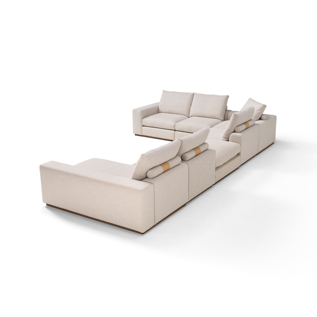Murray Sofa – 495x93 / Wood (Noce Canaletto) / Cuoio 33/Fabric (Tarantas 01)-4