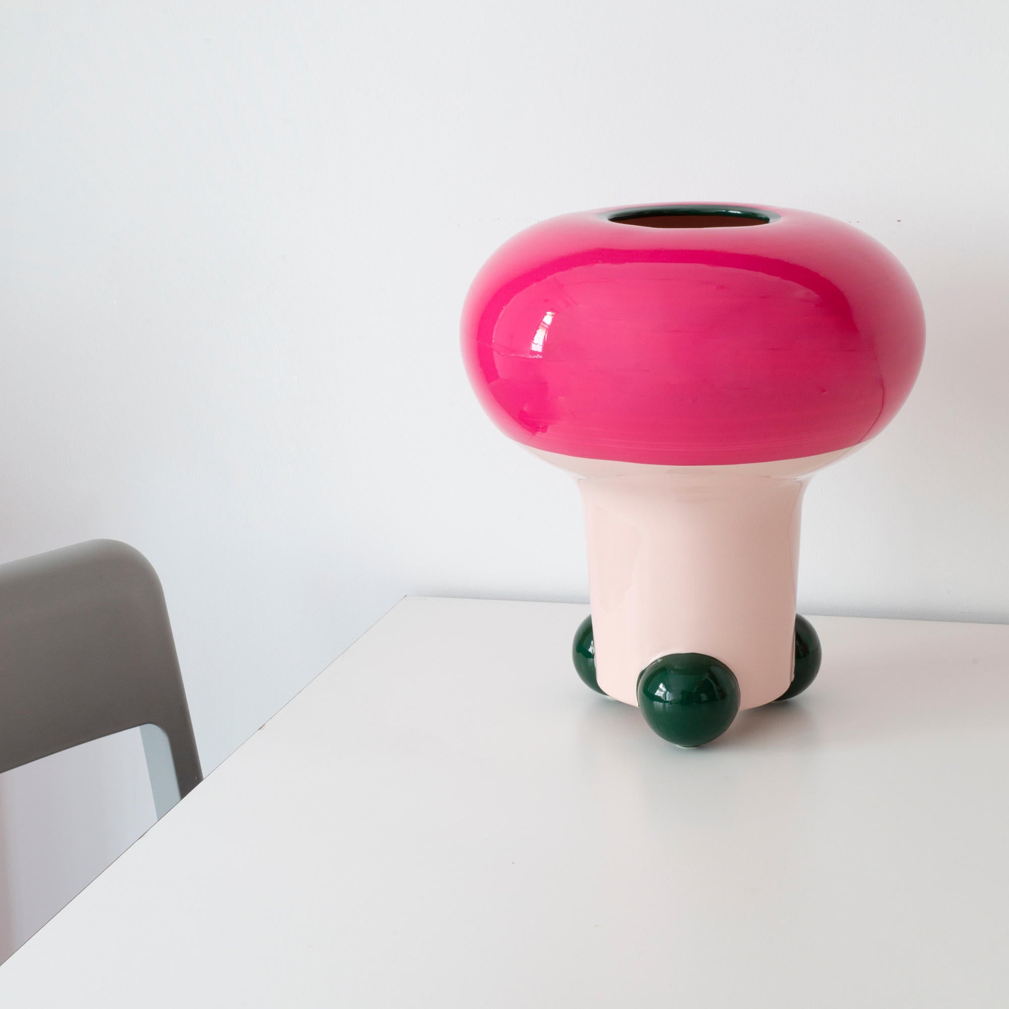Mushroom Vase - Fancy Pink/Green-2