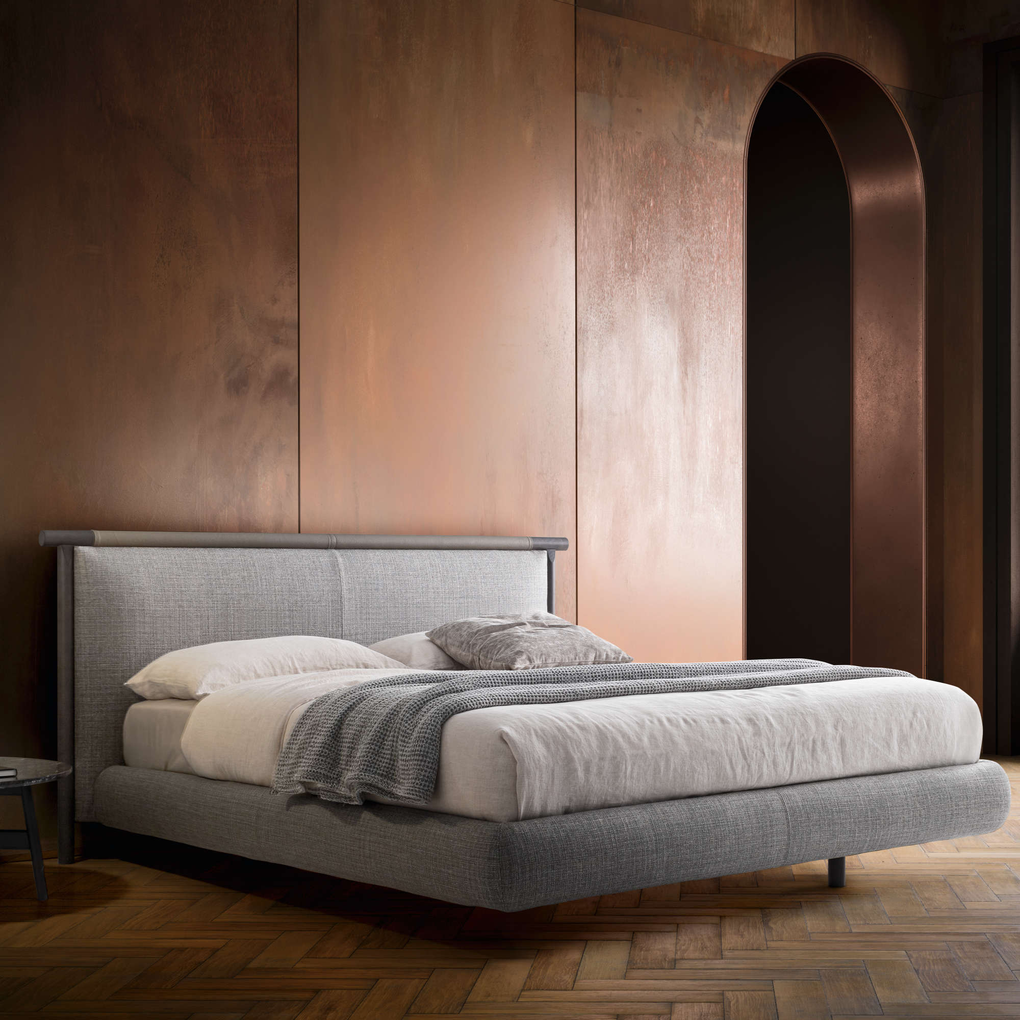 Nathan 180 Bed - Grey Wood (LE12)/Fabric T (Time 007)-2