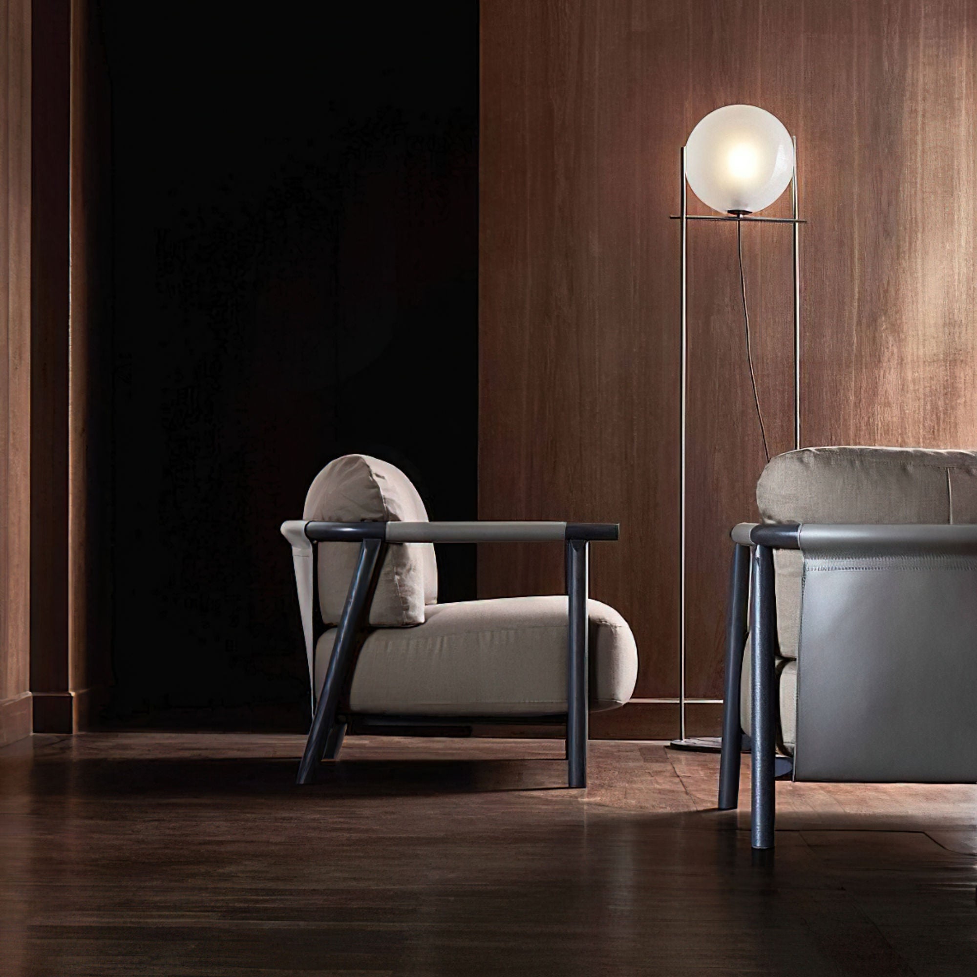 Nathy P1000 Armchair - Grey Wood (LE12) / Cuoio Canapa CR10 / Fabric P (Potter 503)-2