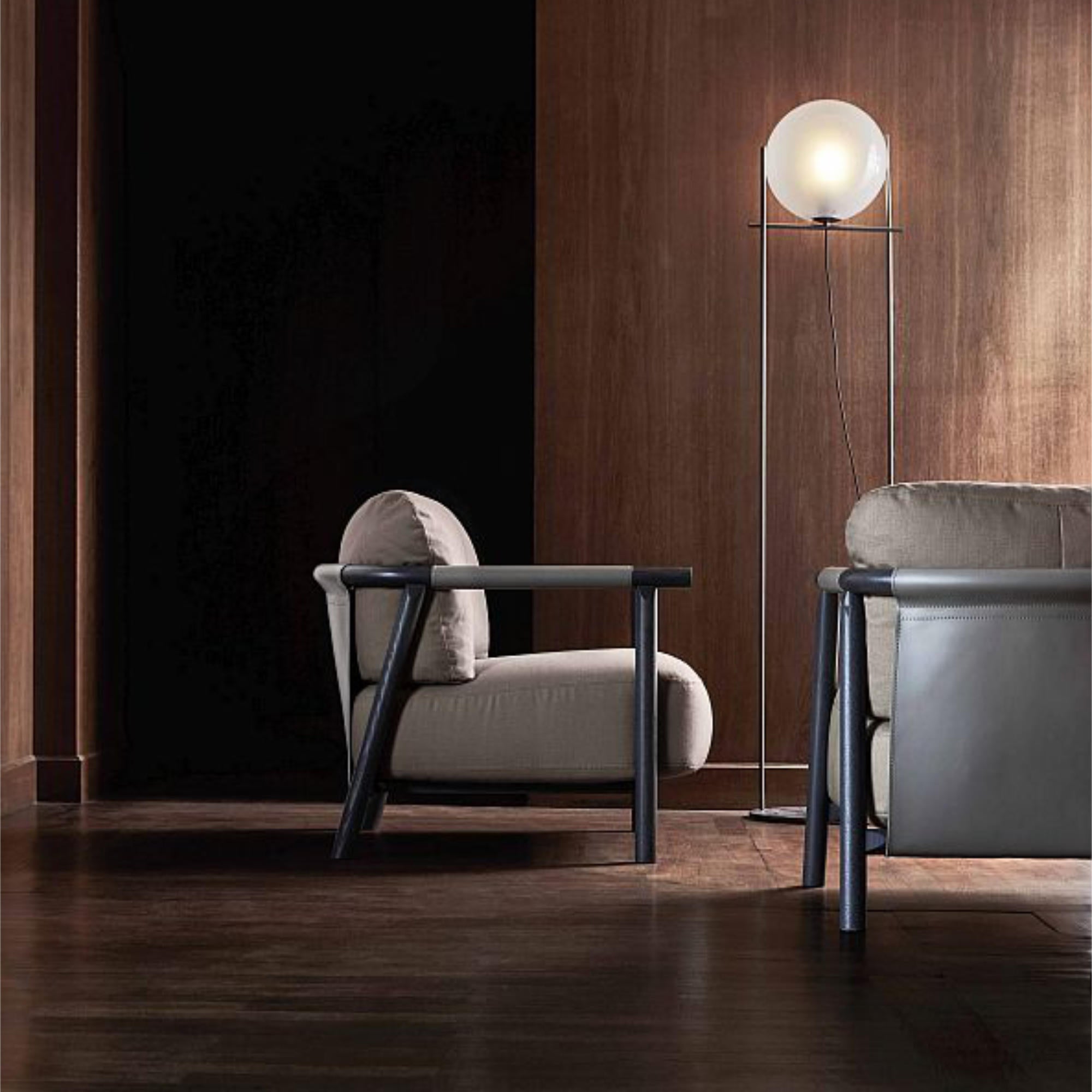 Nathy P1000 Armchair - Grey Wood (LE12) / Cuoio Canapa CR10 / Fabric E (Enter 041)-2