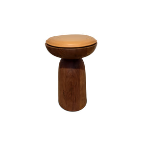 Nera Full Base Lines Stool - Walnut Oil/Brown Leather