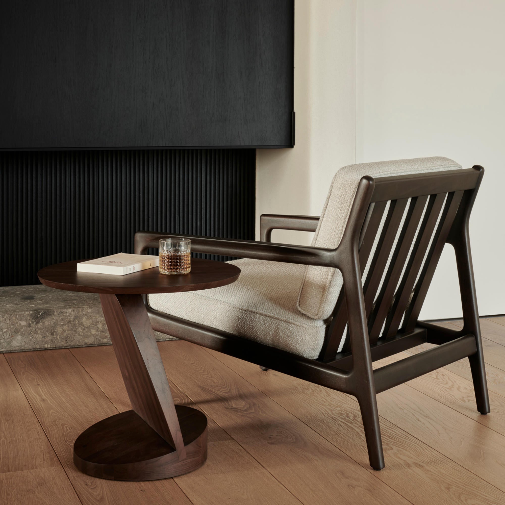 Oblic 10186 Side Table - Varnished Teak Brown-2