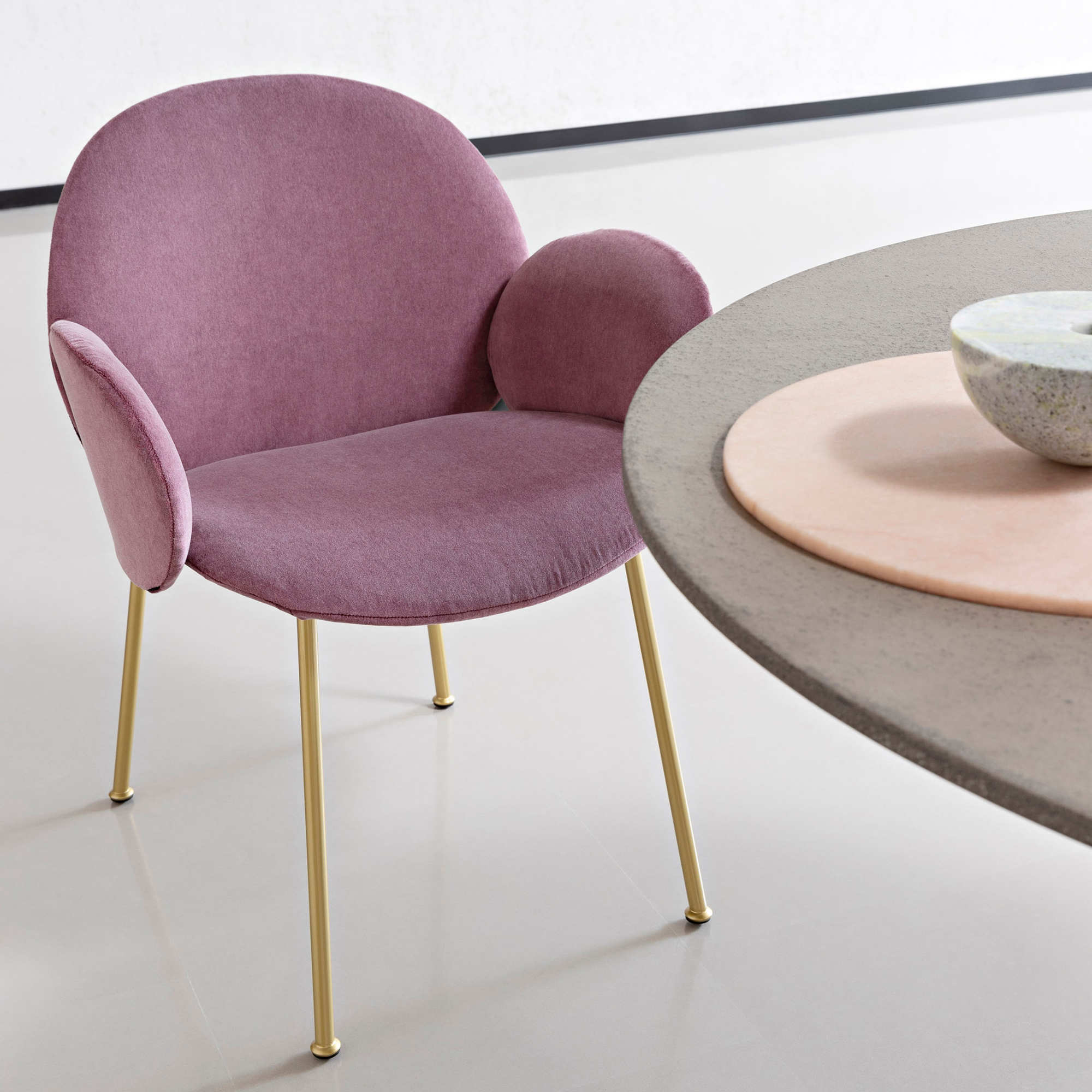 Ola 2013 Dining Chair - Satin Brass/Fabric Extra (Violet 15)-4