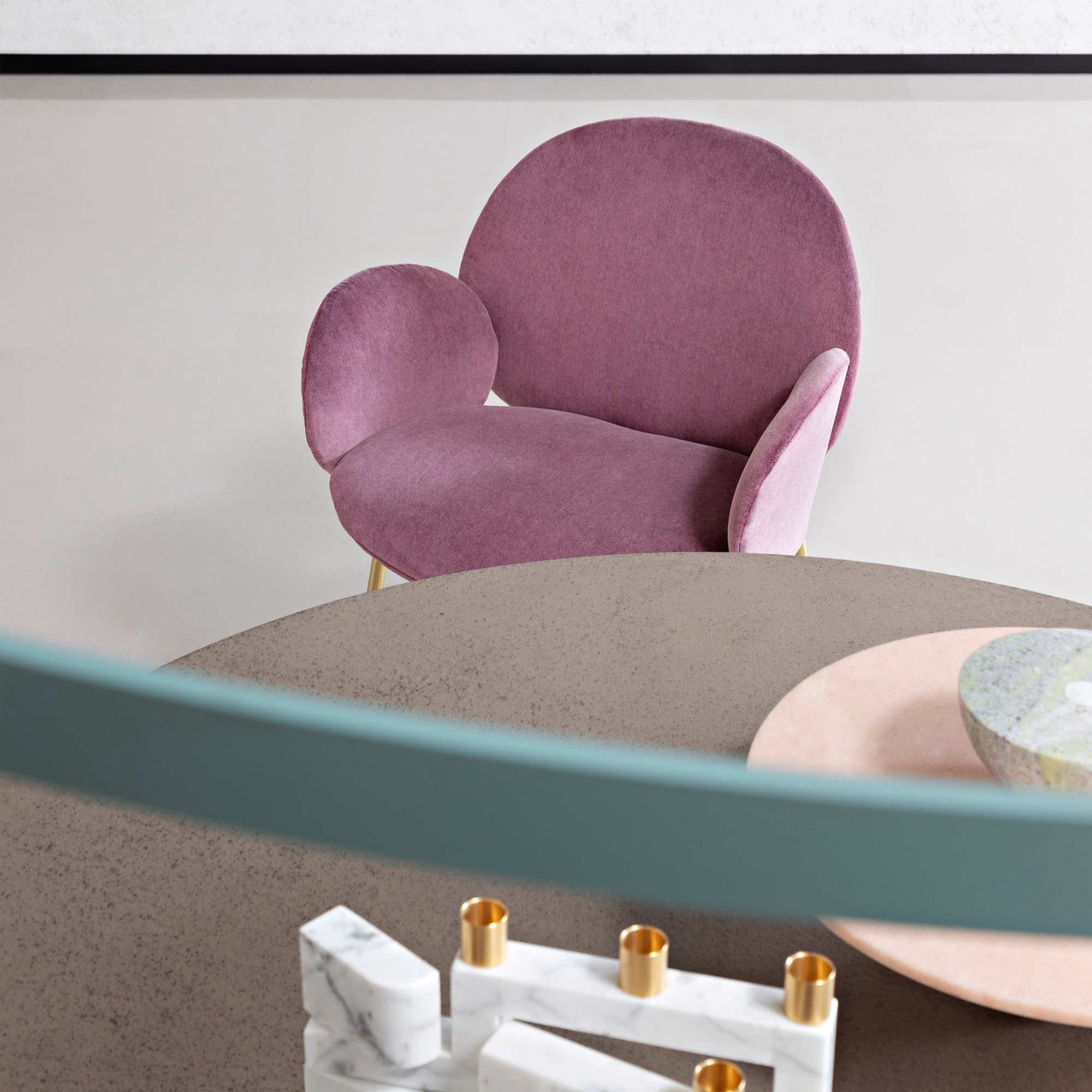 Ola 2013 Dining Chair - Satin Brass/Fabric Extra (Violet 15)-6