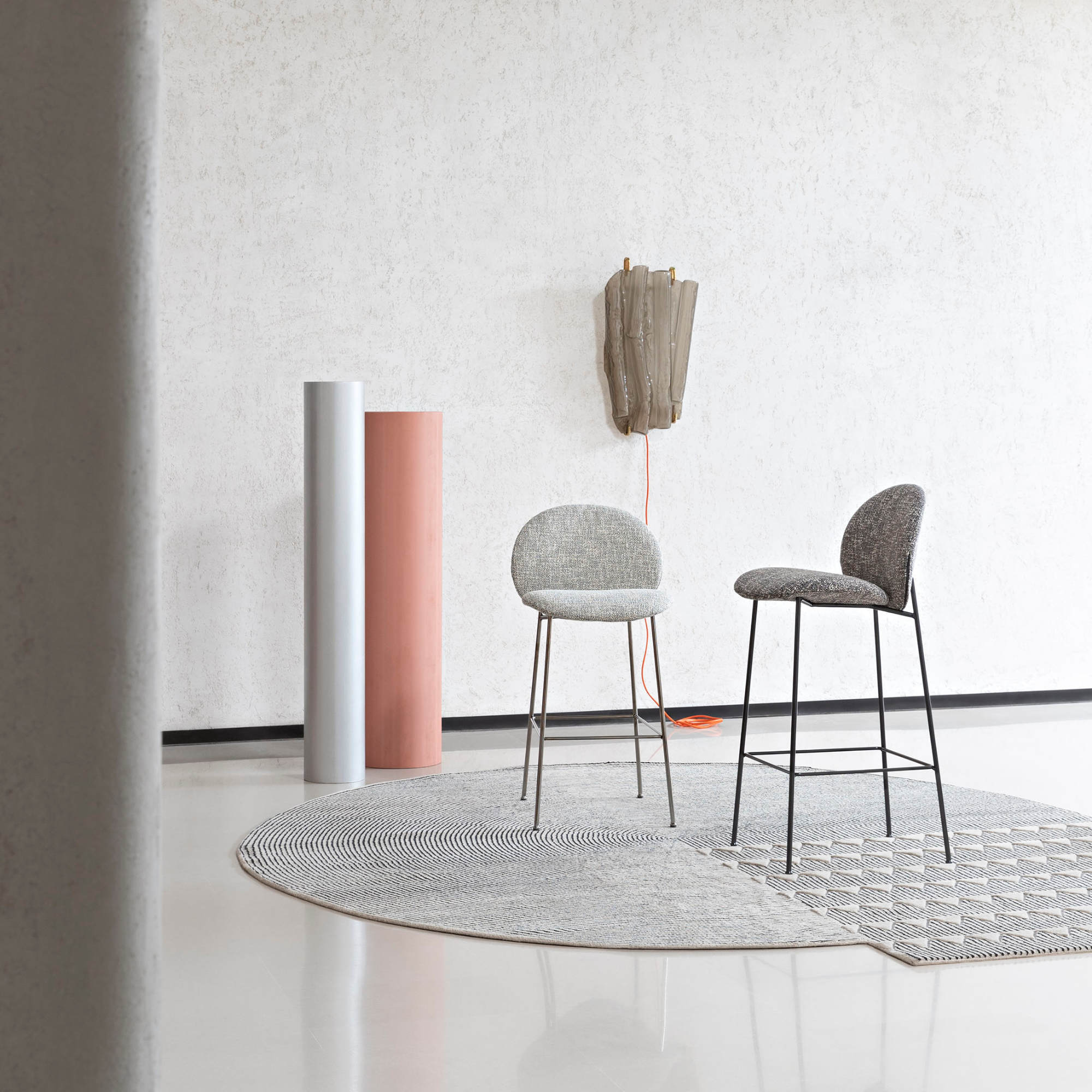 Ola 2014 Low Bar Stool - RAL 7021/Fabric VIP (Seventy 01)