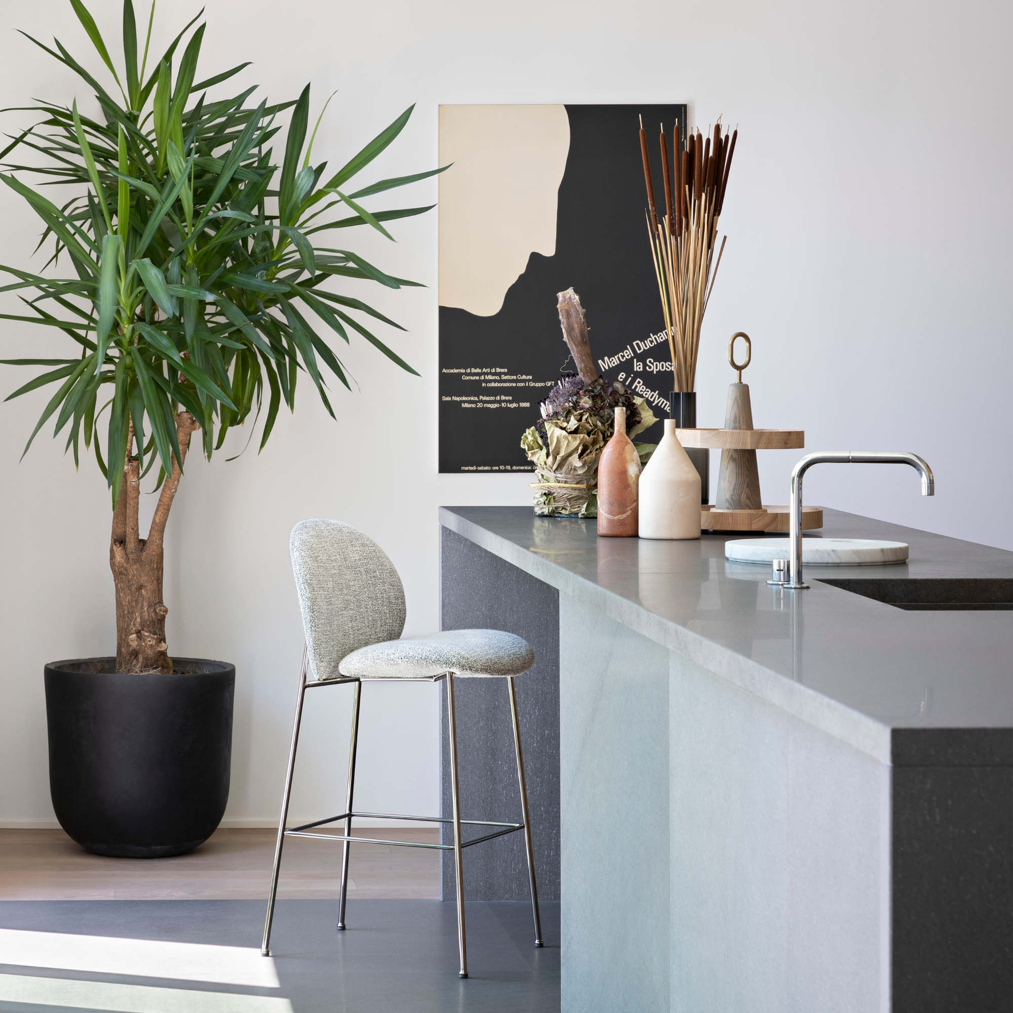 Ola 2014 Low Bar Stool - RAL 7021/Fabric VIP (Seventy 01)-4