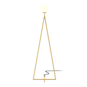 One Globe Cross Base Floor Lamp - Brass