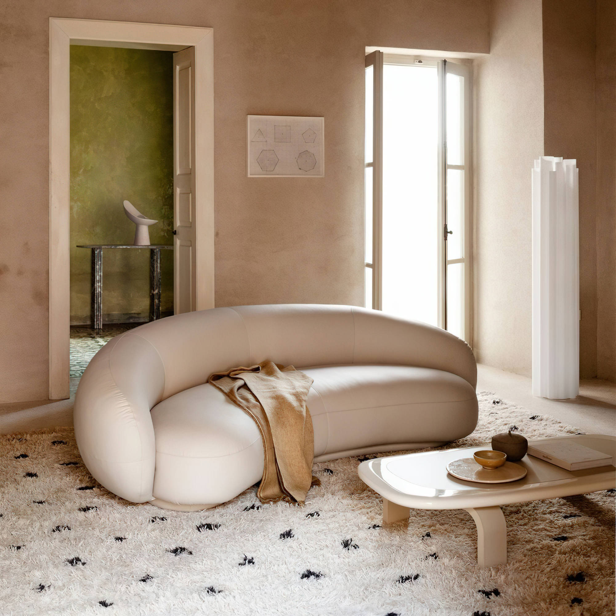 Orbit 28 Coffee Table - Glossy Chalk/Hide T187-2