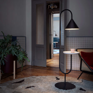 Ozz LS 10 Floor Lamp - Black Lacquered / Natural Ash Shelf