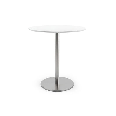 Inox Dining Table - Brushed Stainless Steel / White Laminate