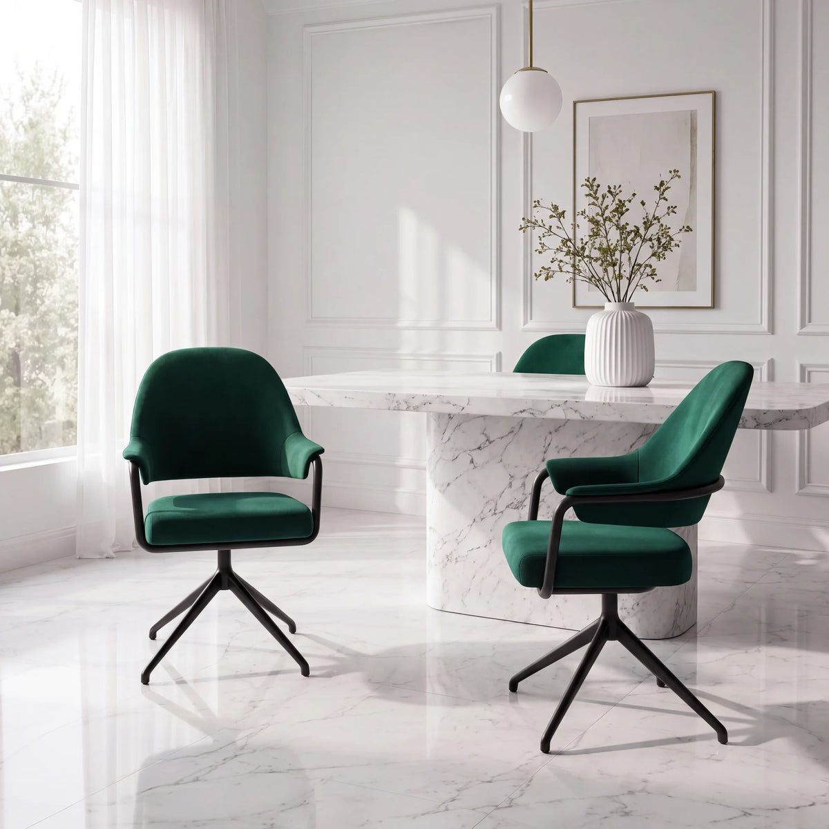 Hidalgo HID103 Office Task Chair - Black/Fabric G2 (Relate 0991 Deep Forest Green)