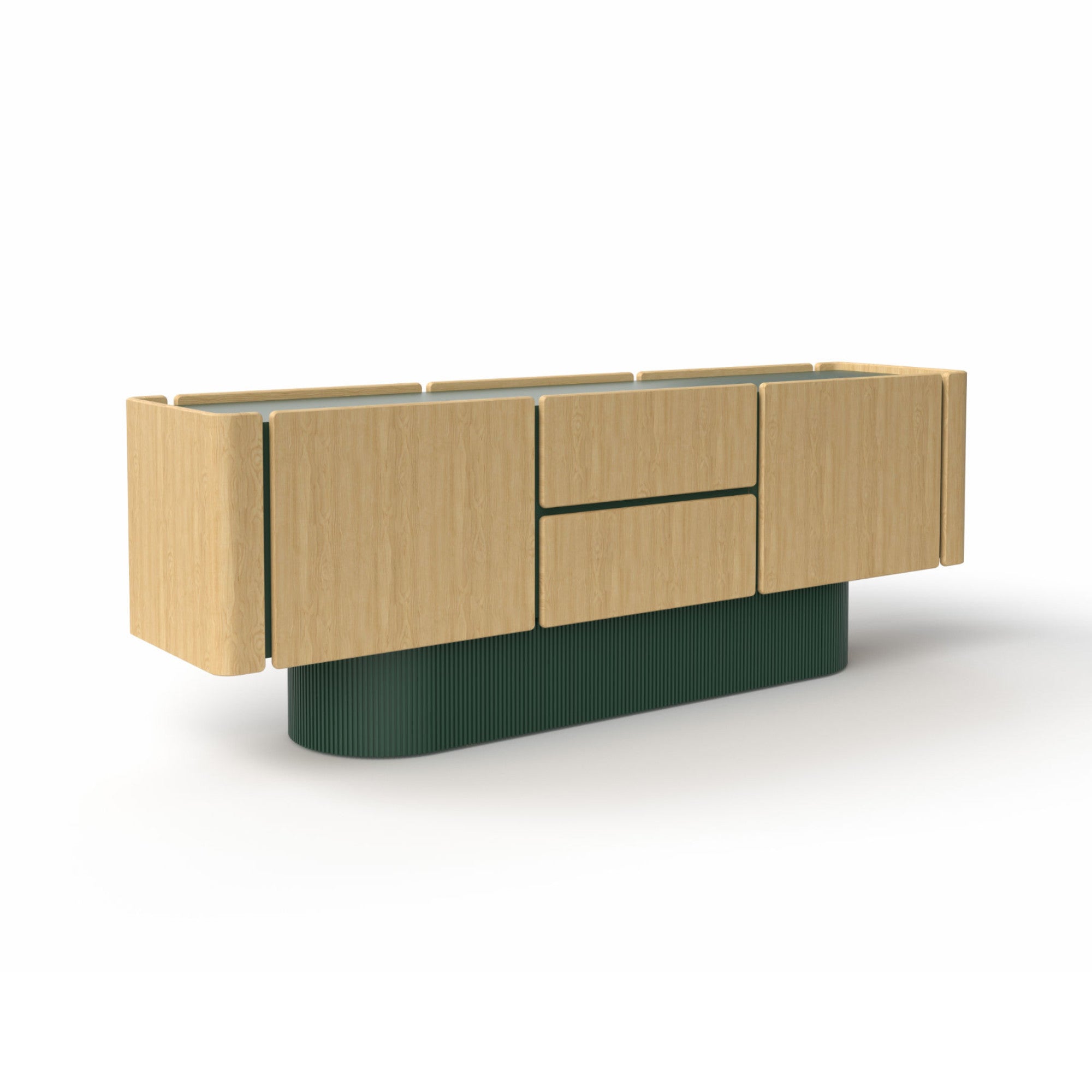Dune DUN342 Sideboard - Supermatte Oak/Forest Green