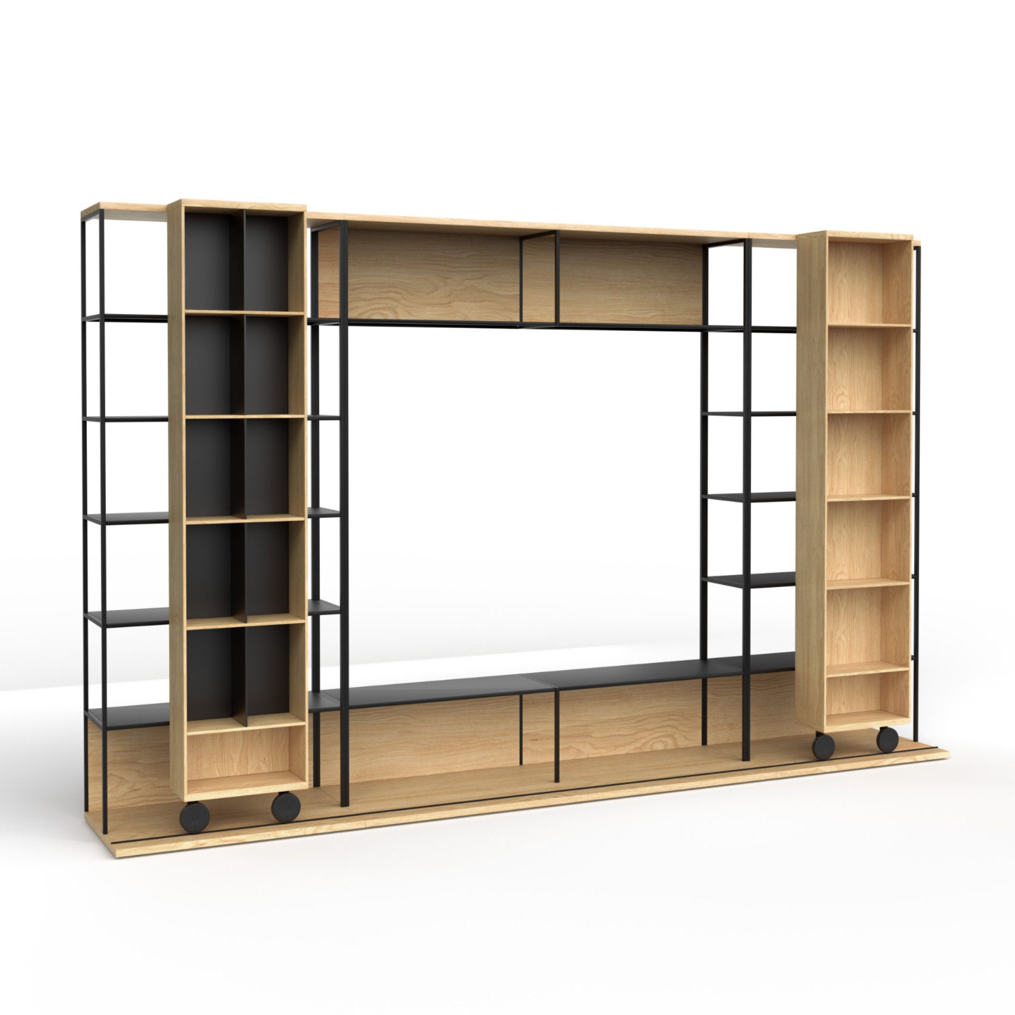 Literatura Open Bookcase - Black/Supermatt Oak