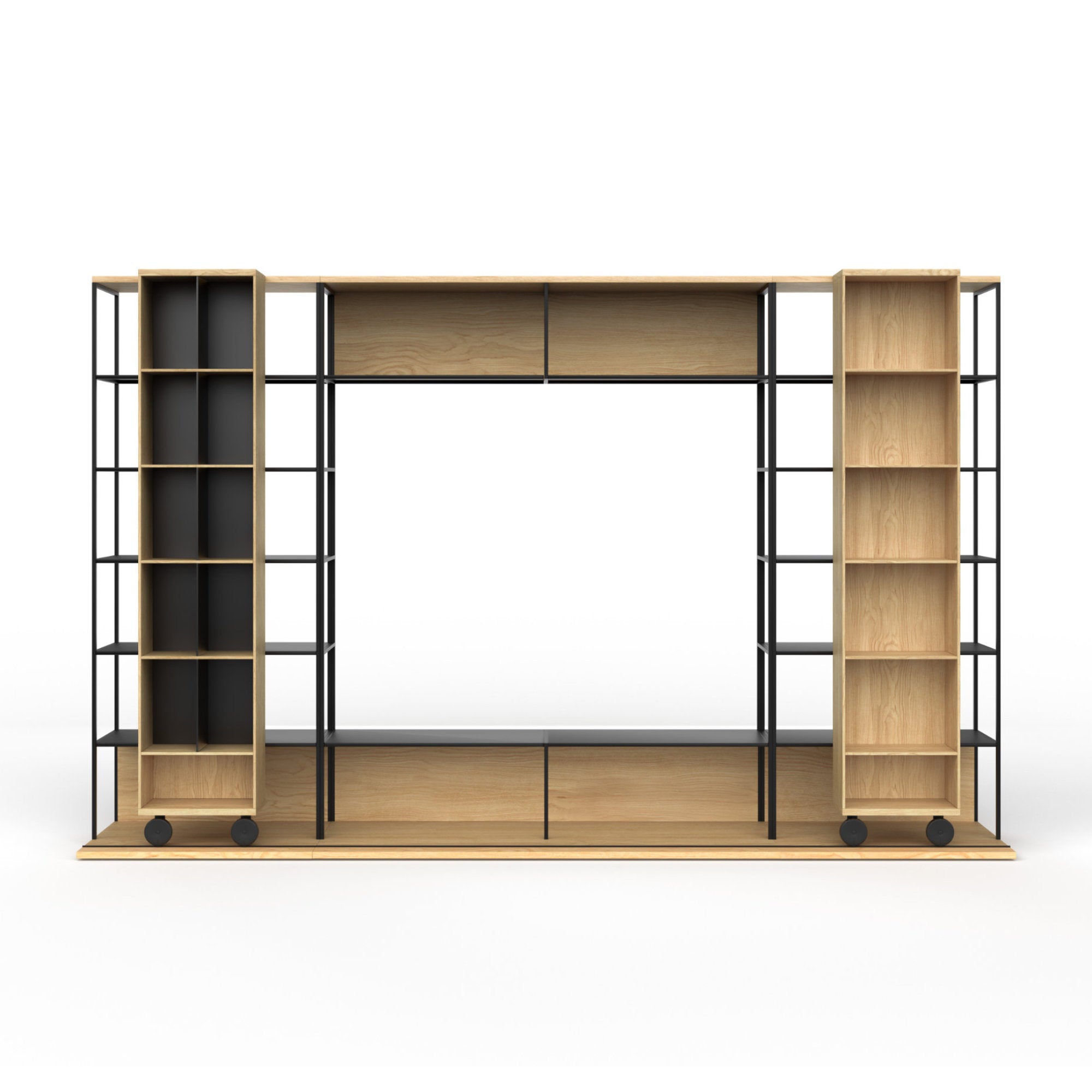 Literatura Open Bookcase - Black/Supermatt Oak-3