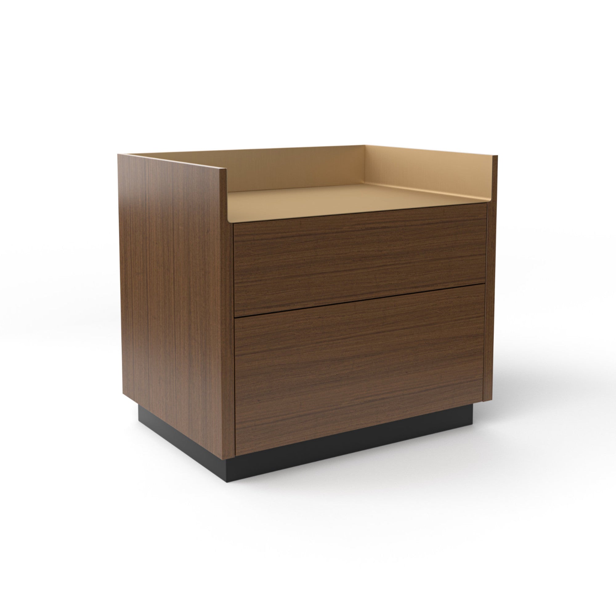 Stockholm STH105.6 Bedside Table - Black/Walnut Stained Walnut/Bronze-1