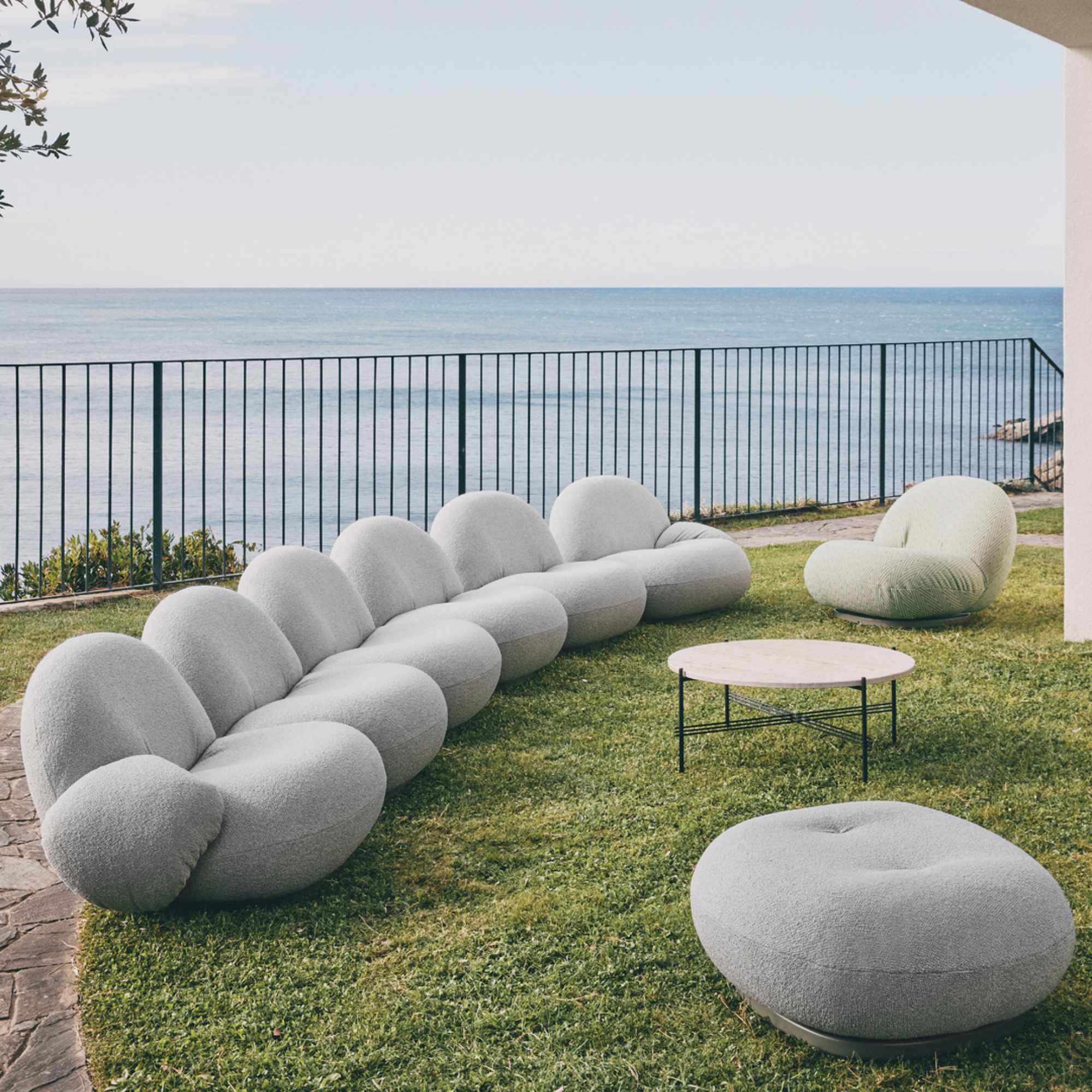 Pacha 44303 Outdoor Swivel Ottoman - Moss Grey/Fabric D (Libera 003)