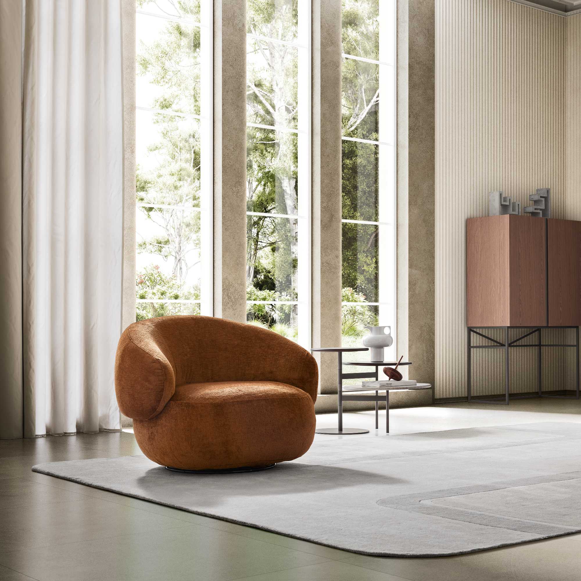 Pacific P10N0 Swivel Armchair - Fabric T(Texas 015)