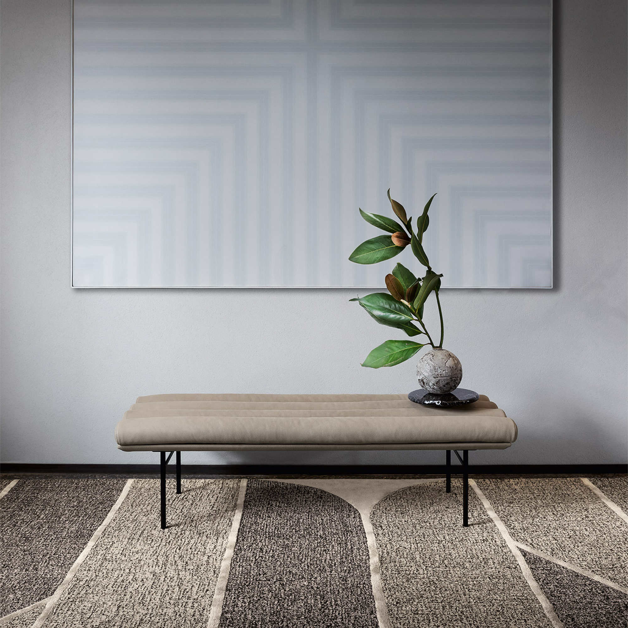 Pan Flute 0040 Bench - Black Nickel/Leather Florida (Seta Creta)-5