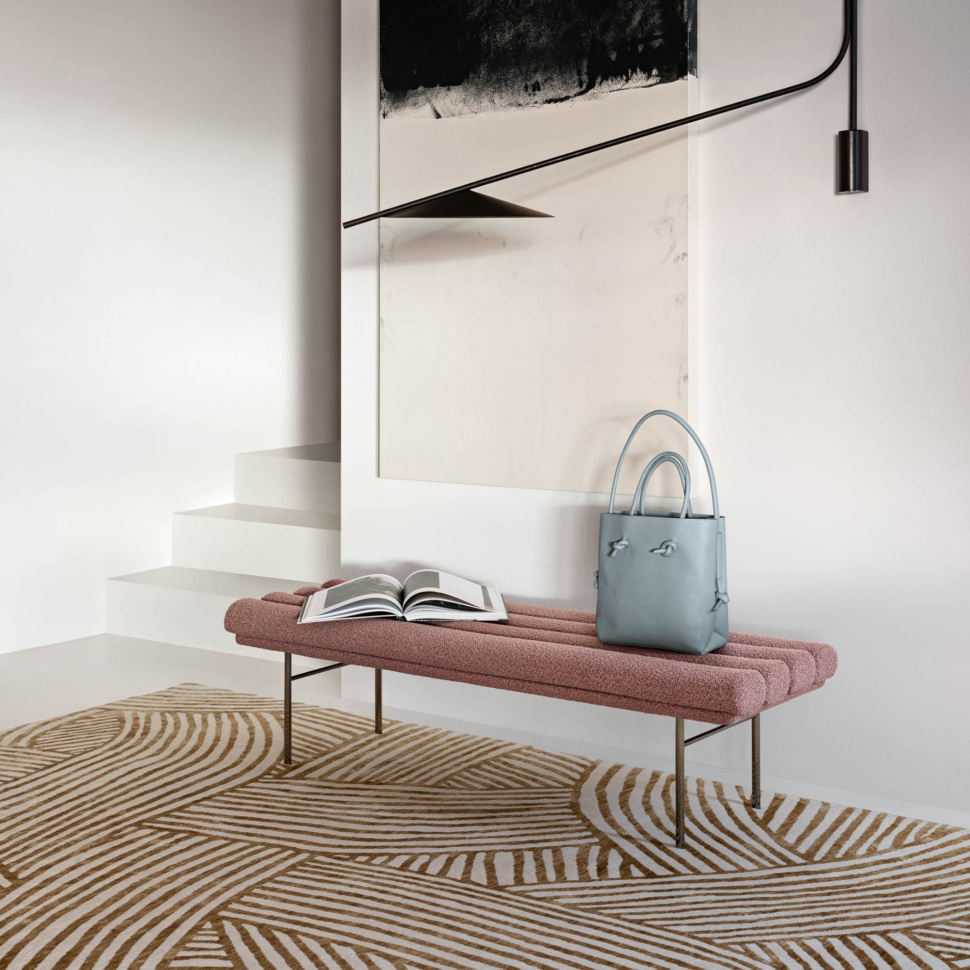 Pan Flute 0040 Bench - Black Nickel/Leather Florida (Seta Creta)-2