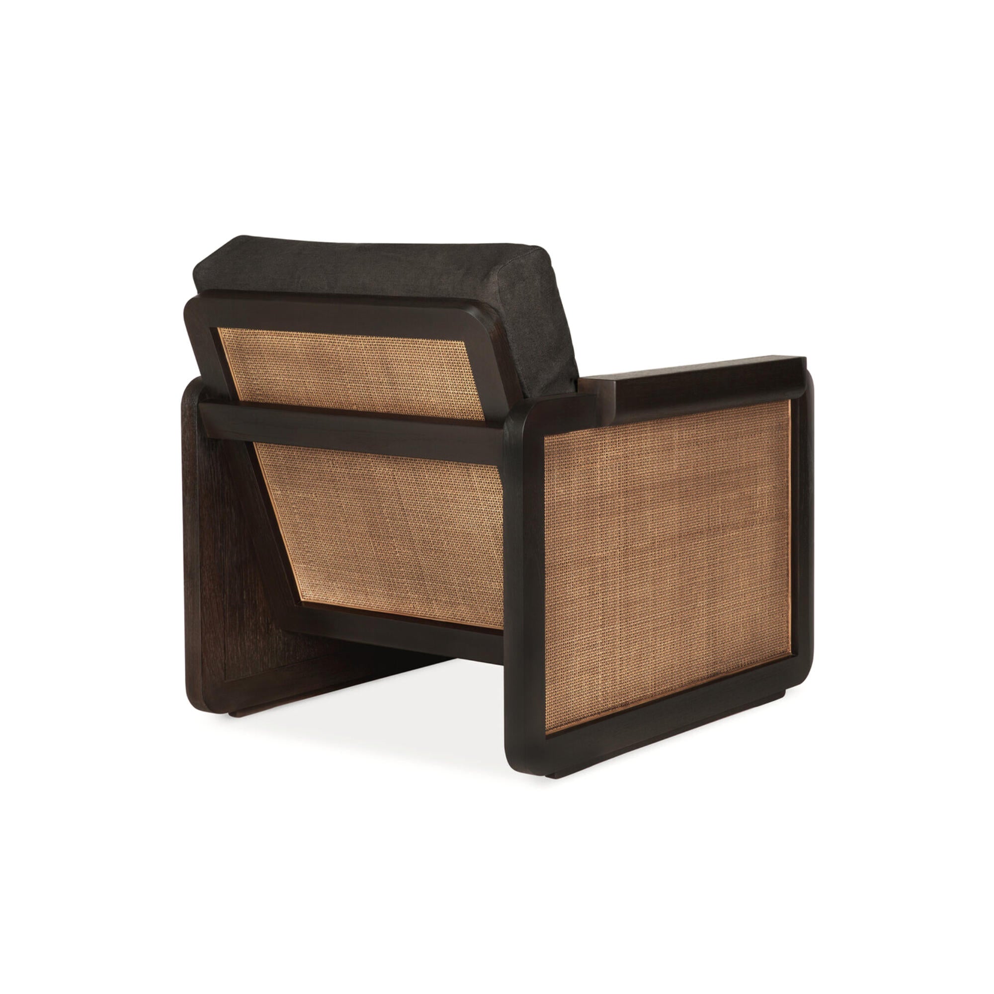 Panel 10771 Lounge Chair - Teak Dark Brown/Rattan Roasted/Fabric (Grey Linen)-4