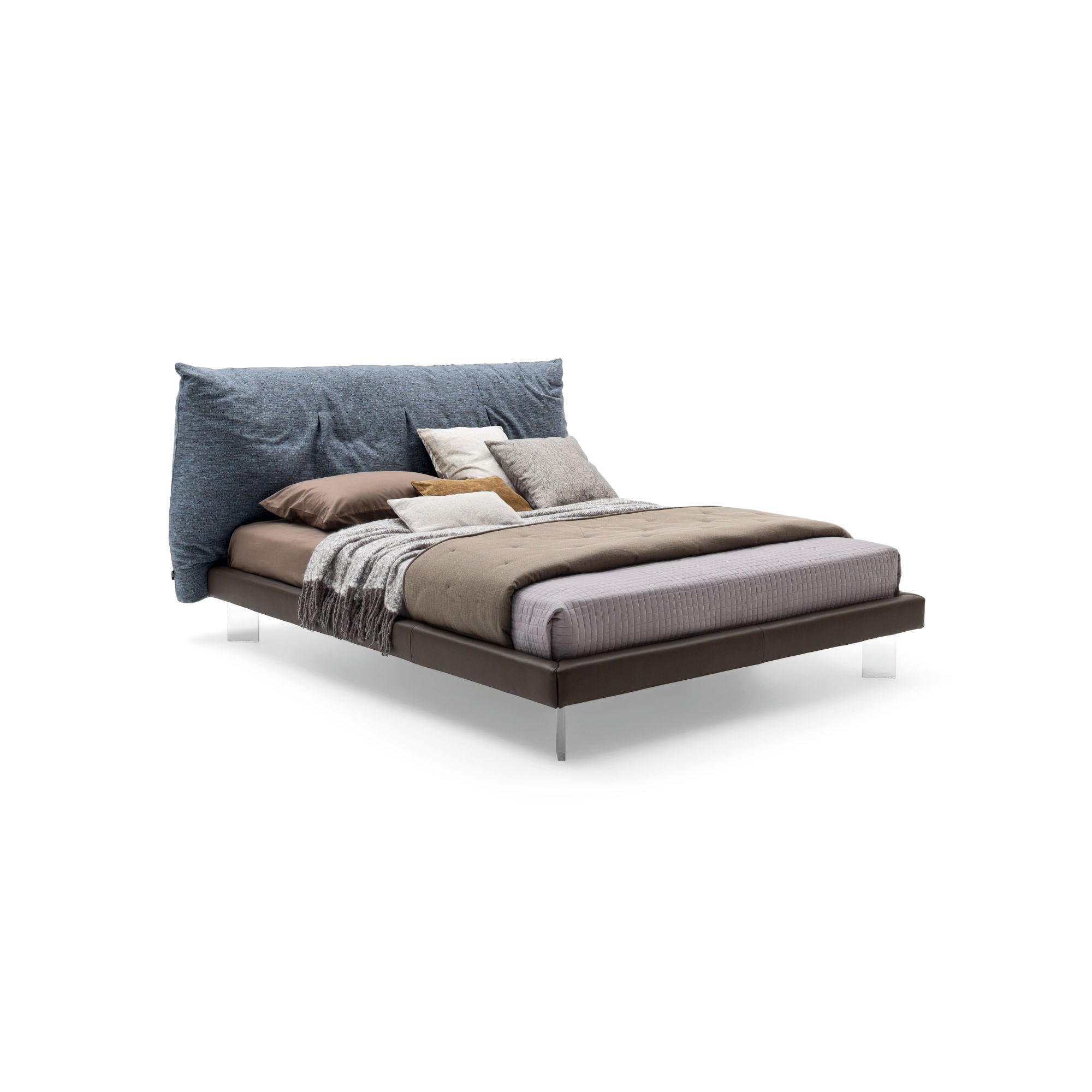 Papilo Mix 180 Bed - Transparent (VE01)/Leather Premium (Polar 298)/Fabric L (Lewis 601)-1