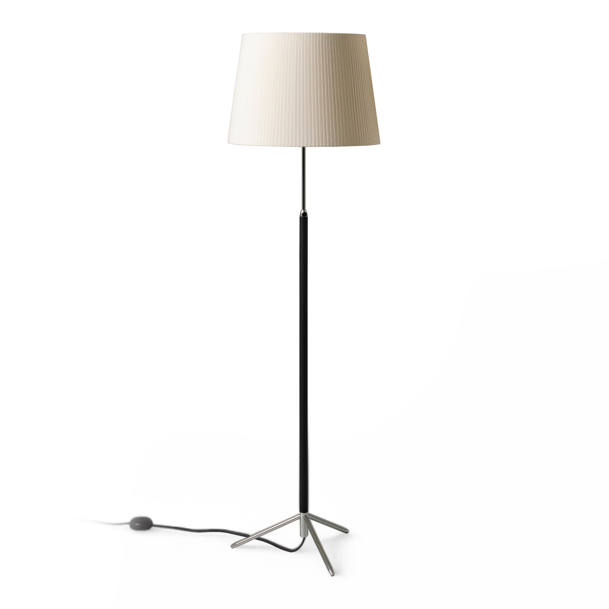 Pie de Salon G1 Floor Lamp - Chrome Plated/Stitched Beige Parchment-1
