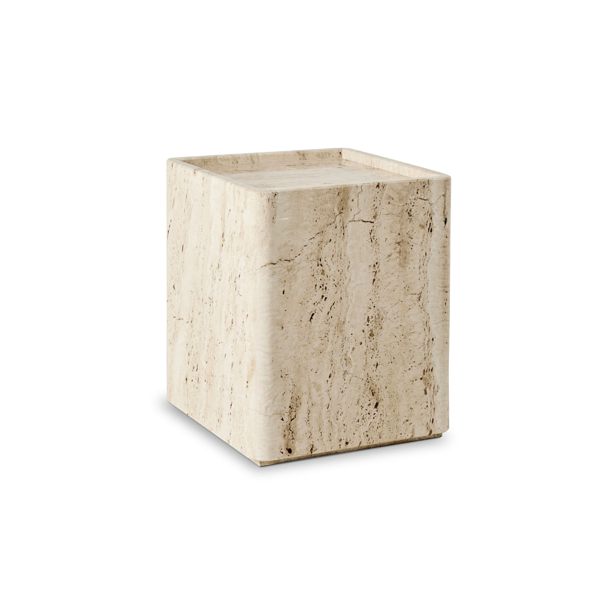 Pietra Small Side Table - Neutral White Travertine-1