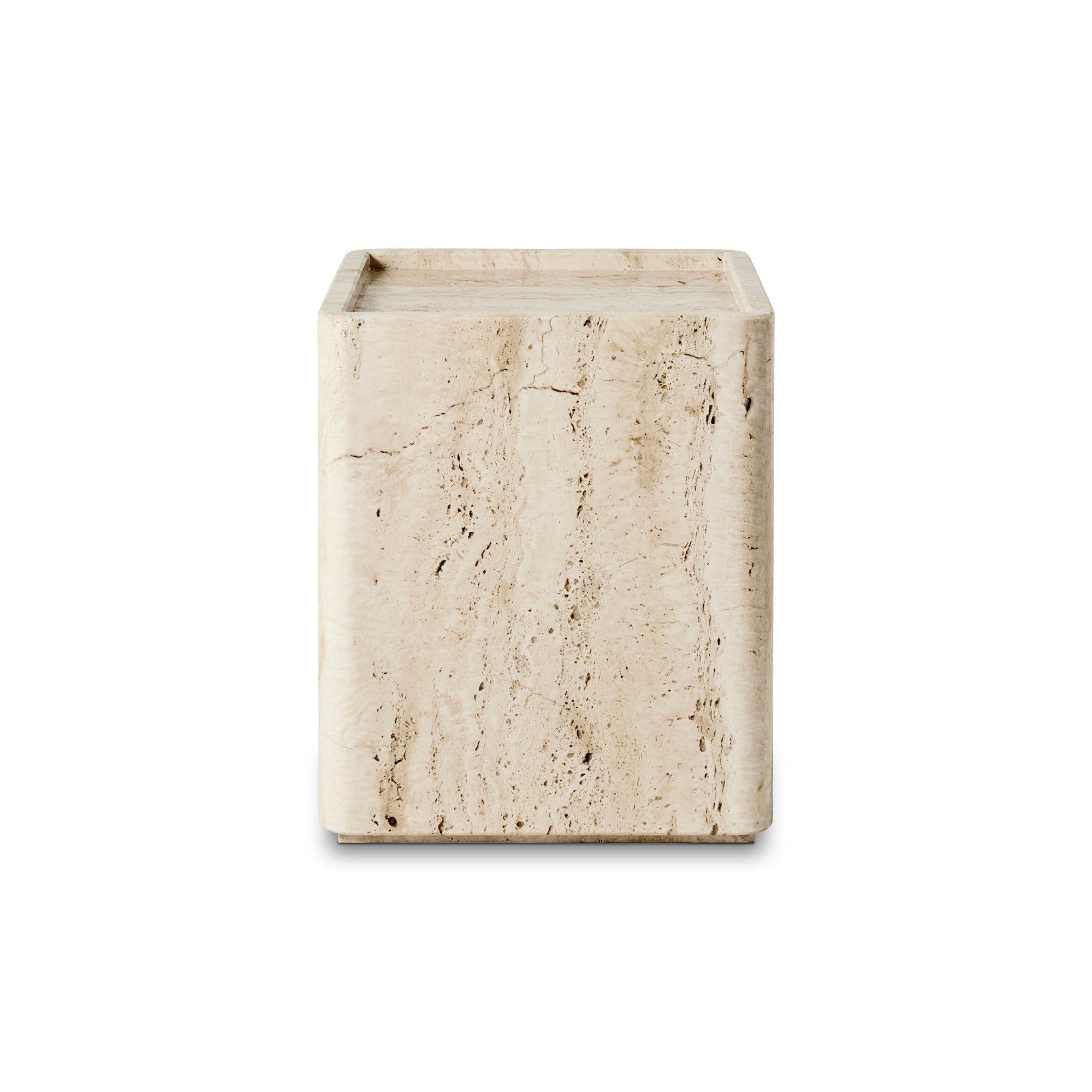 Pietra Small Side Table - Neutral White Travertine-3