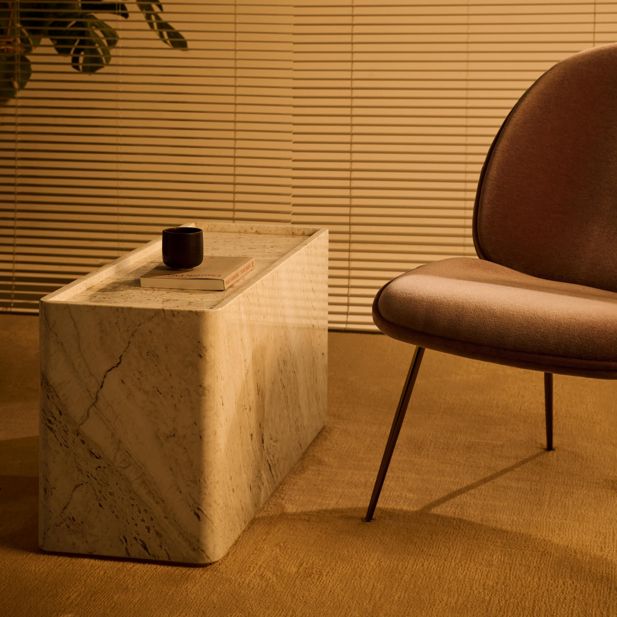 Pietra Large Side Table - Neutral White Travertine