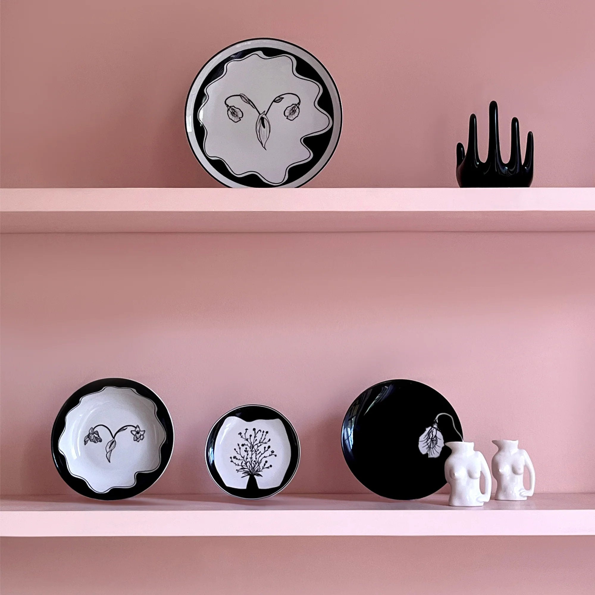 Pollination Bowl (Set of 2) - White/Black-3