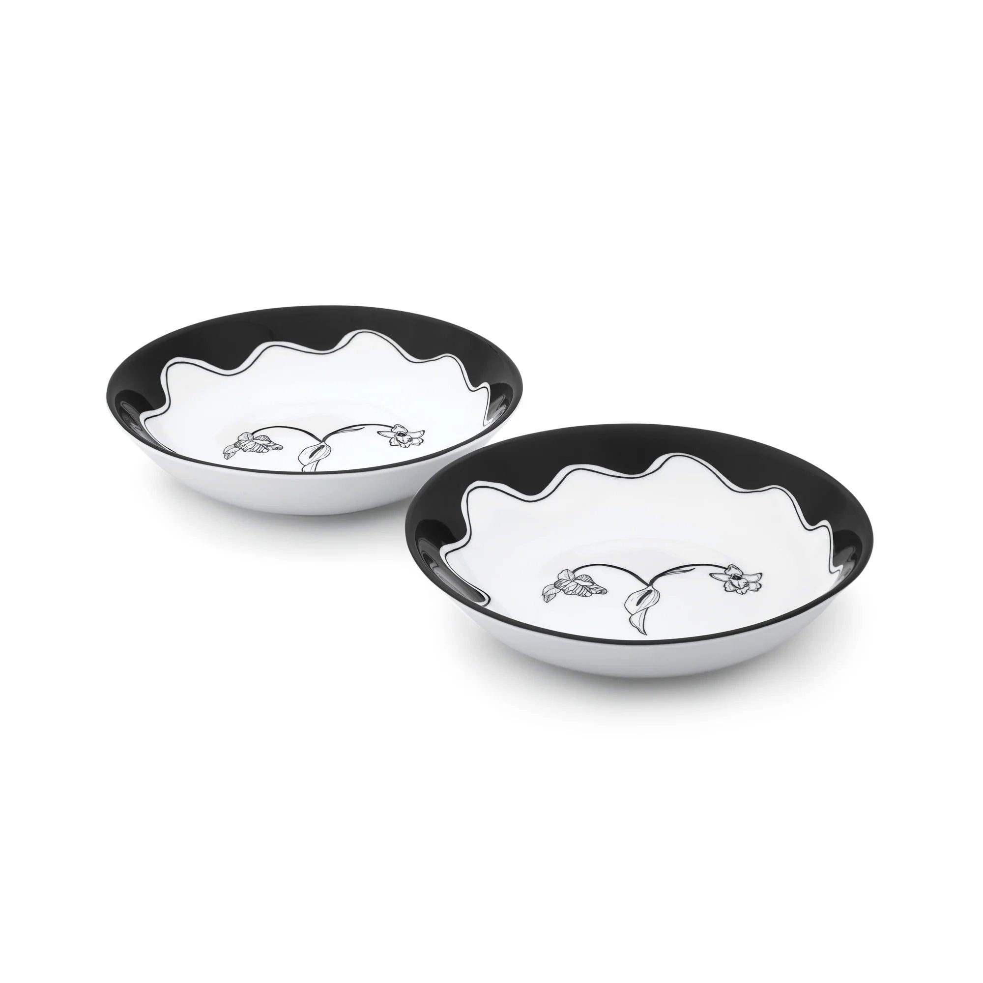 Pollination Bowl (Set of 2) - White/Black-1